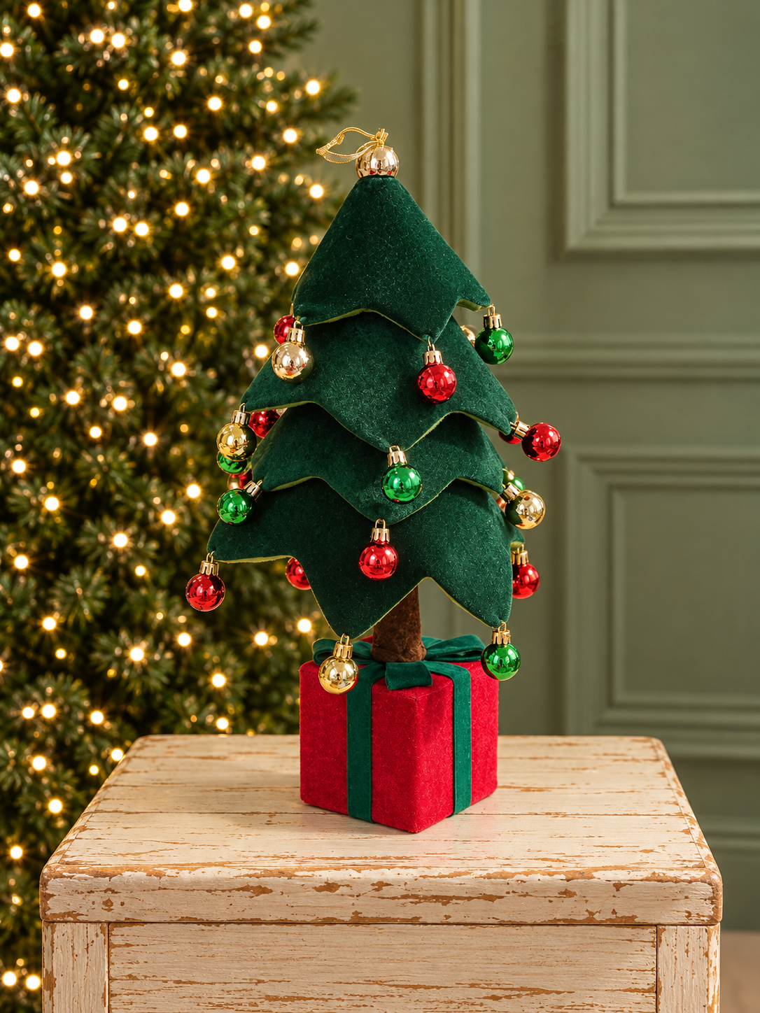 Albero di Natale Pieghevole con Base Regalo 20x20x45h