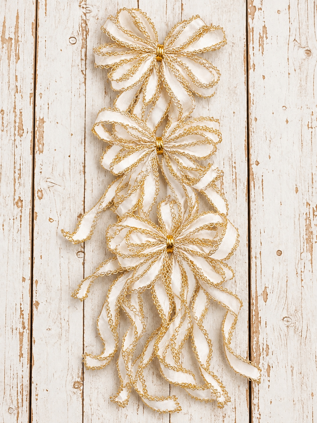 Fiocco Sfrangiato Bianco Set 3 pz 8x15