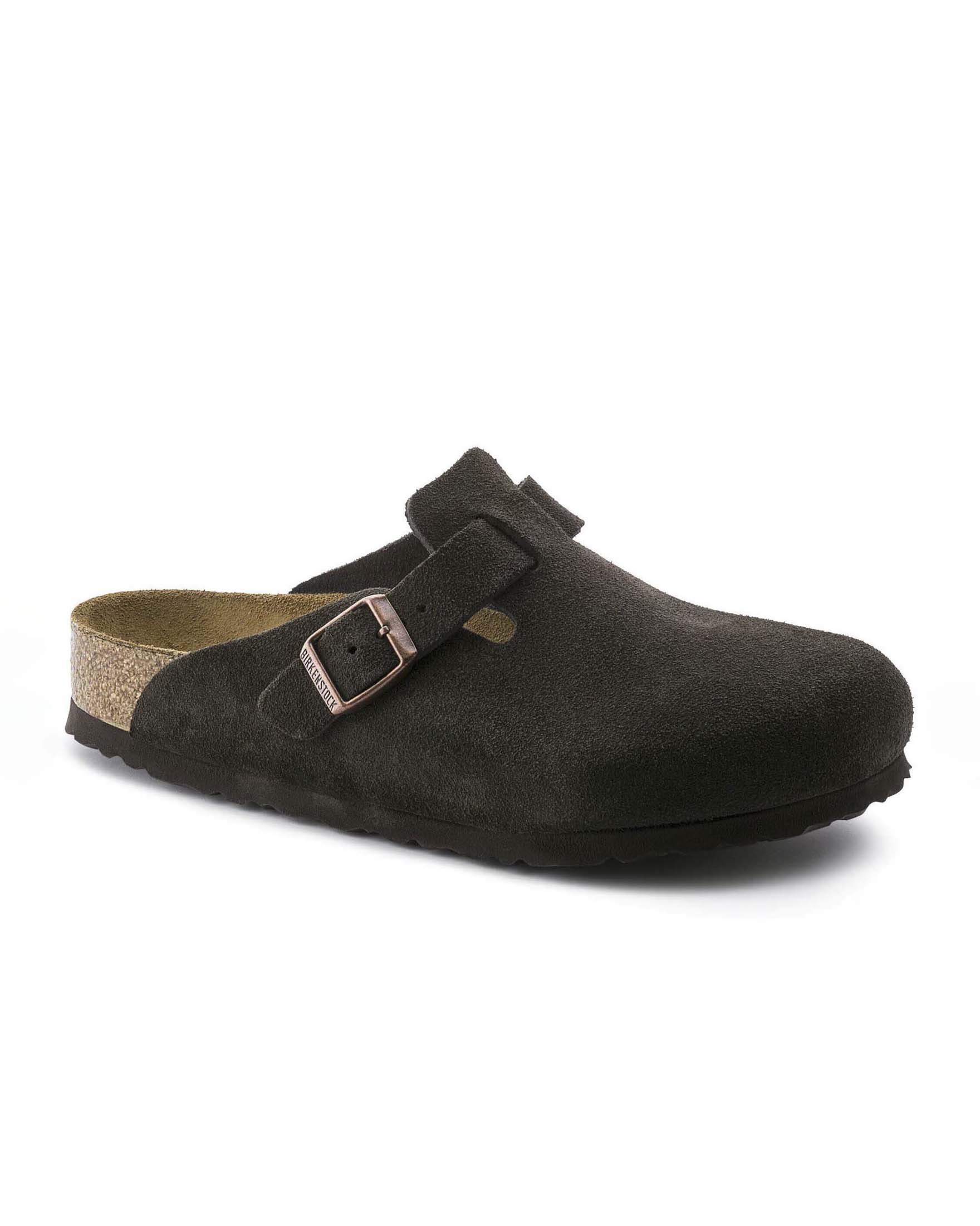 Sabot Birkenstock Boston Soft Footbed in pelle scamosciata testa di moro