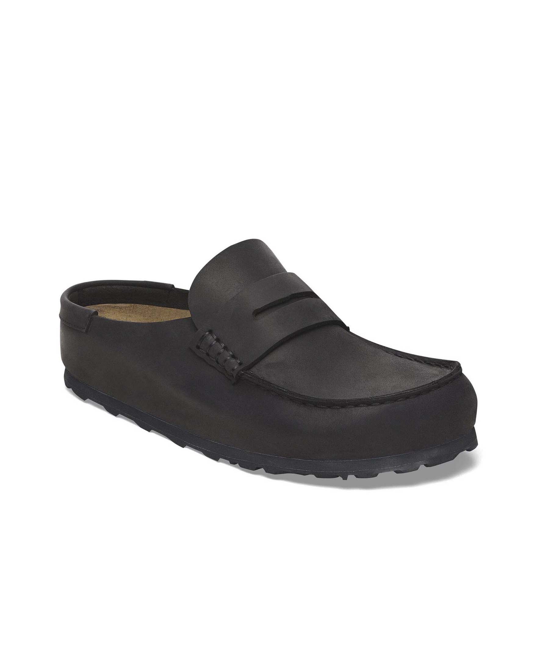 Sabot Birkenstock Naples Wrapped in pelle nabuk oliata nera