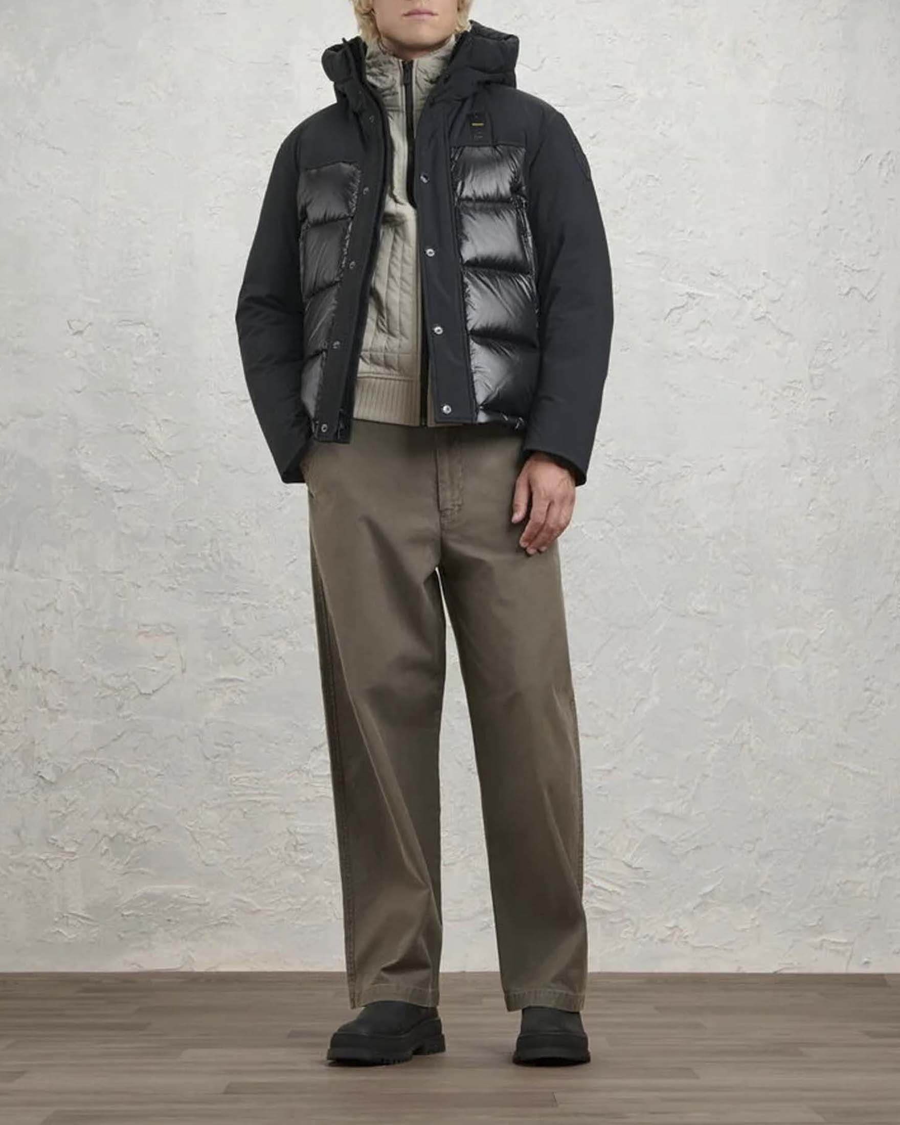 Piumino Blauer Brook in nylon e neoprene nero