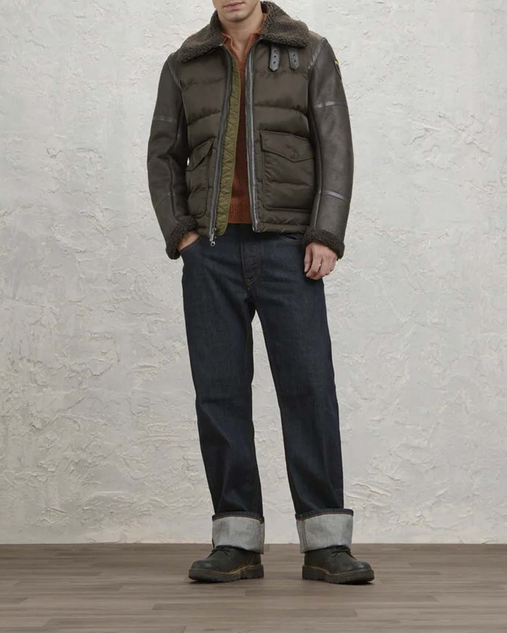 Giubbotto Blauer Amherst in nylon e montone ecologico marrone scuro