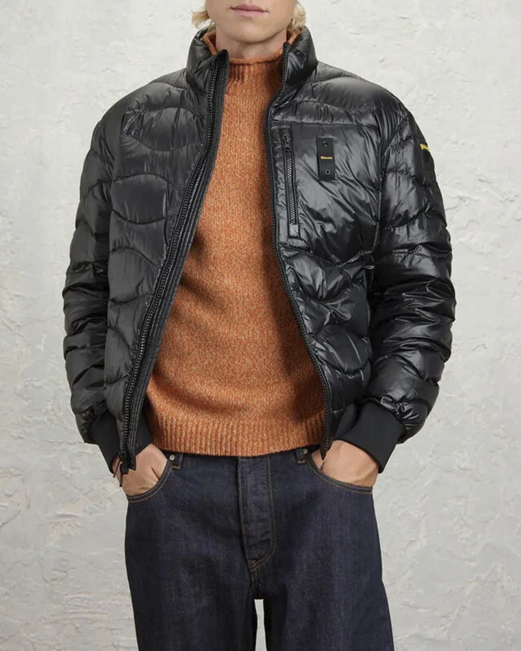Piumino bomber Blauer Daniel nero trapuntato a onde image