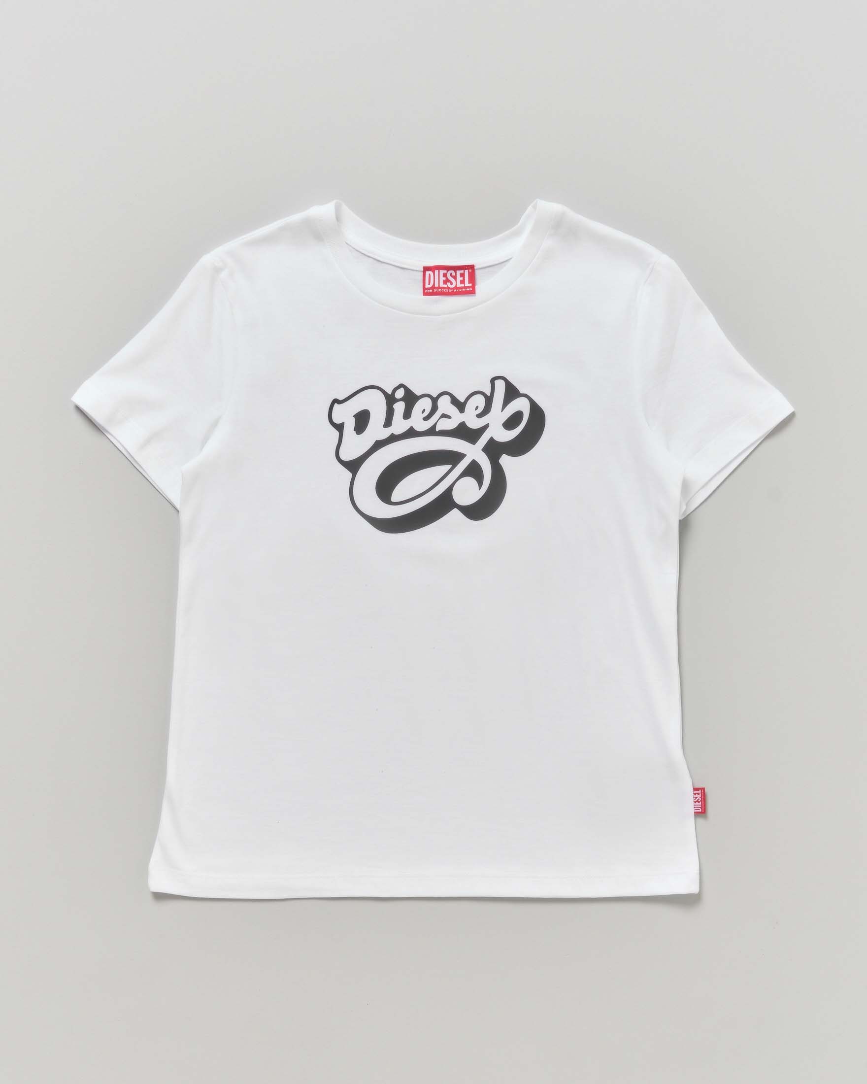 T-shirt bianca Diesel in puro cotone con scritta logo nera
