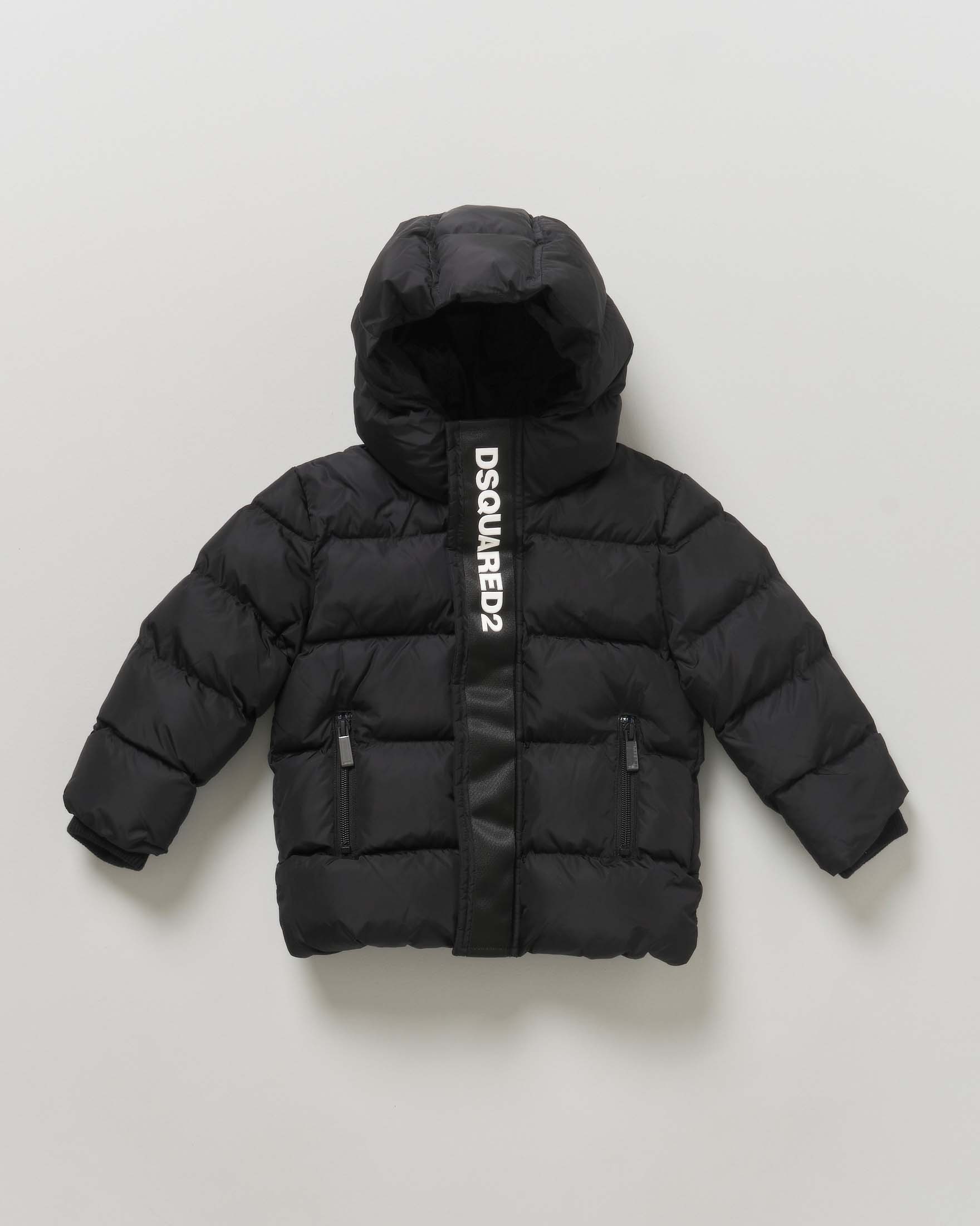 Giacca nera Dsquared2 in nylon con cappuccio
