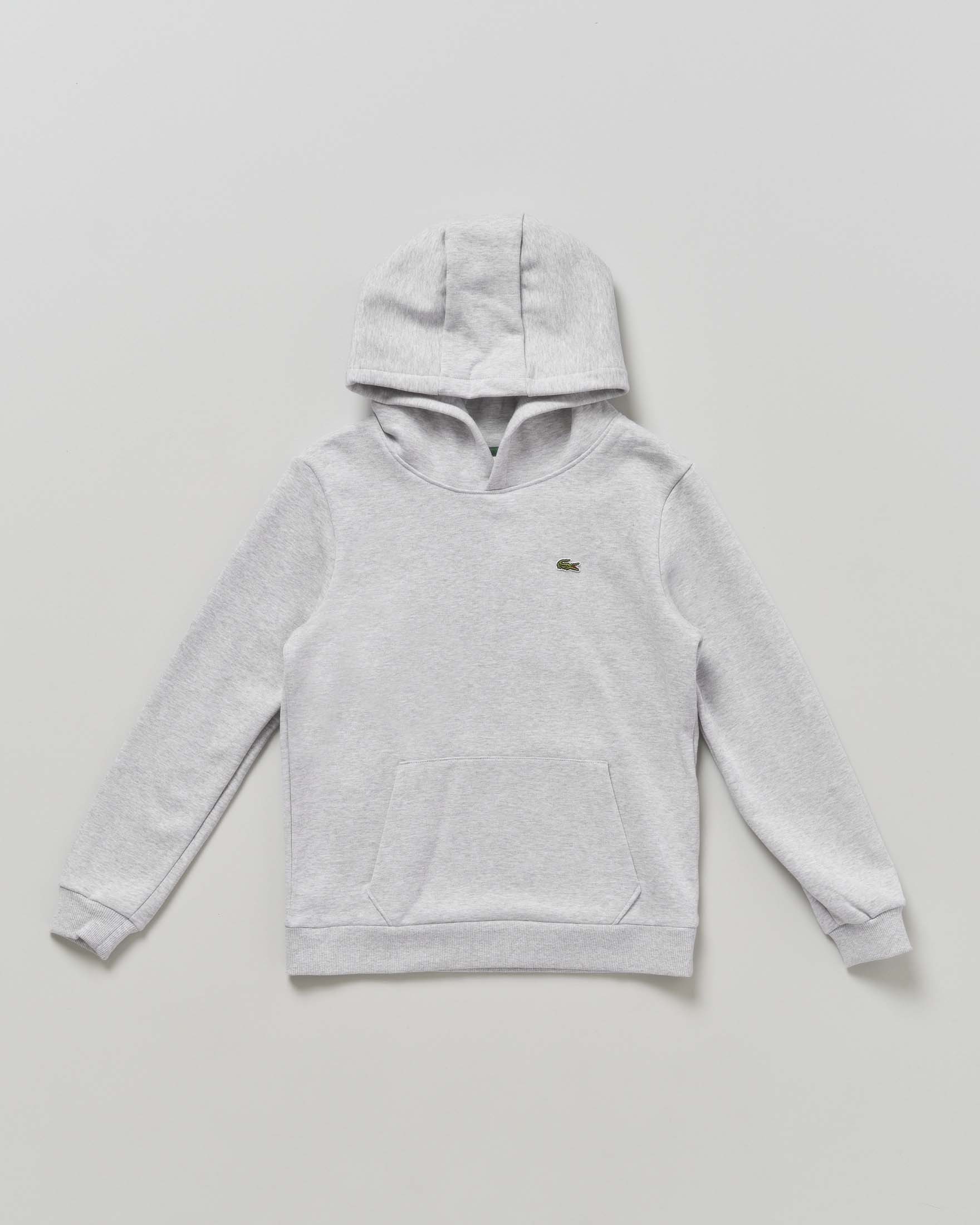 Felpa Lacoste grigio in cotone stretch felpato con cappuccio e mini logo icon