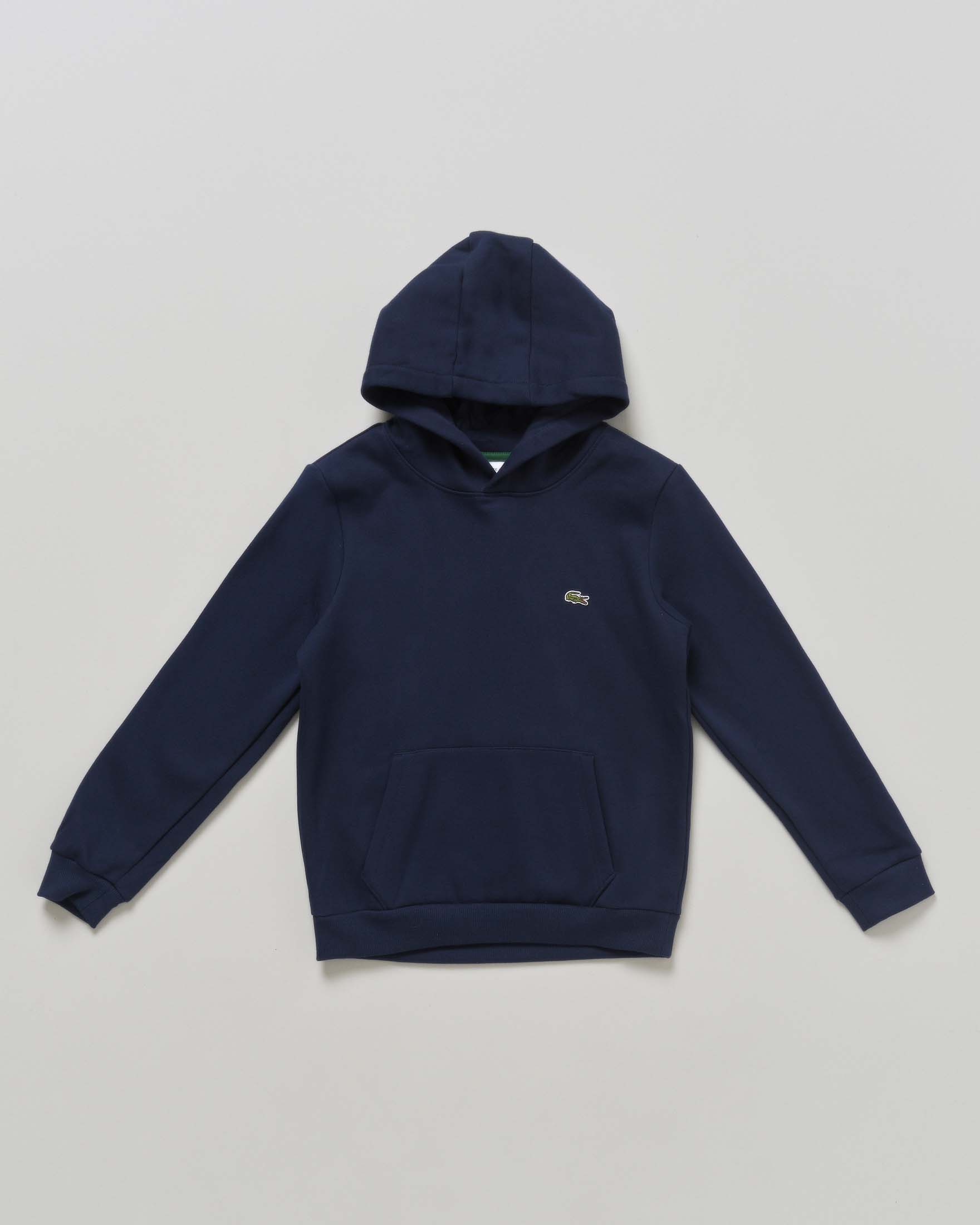 Felpa Lacoste blu in cotone stretch felpato con cappuccio e mini logo icon