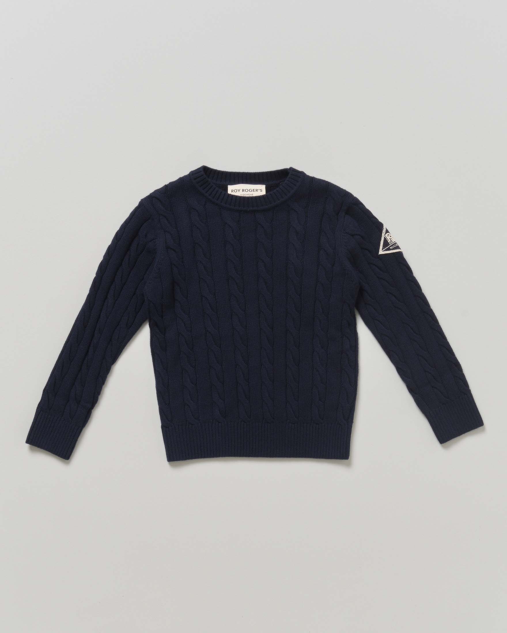 Maglione blu Roy Roger's intrecciato in misto cotone