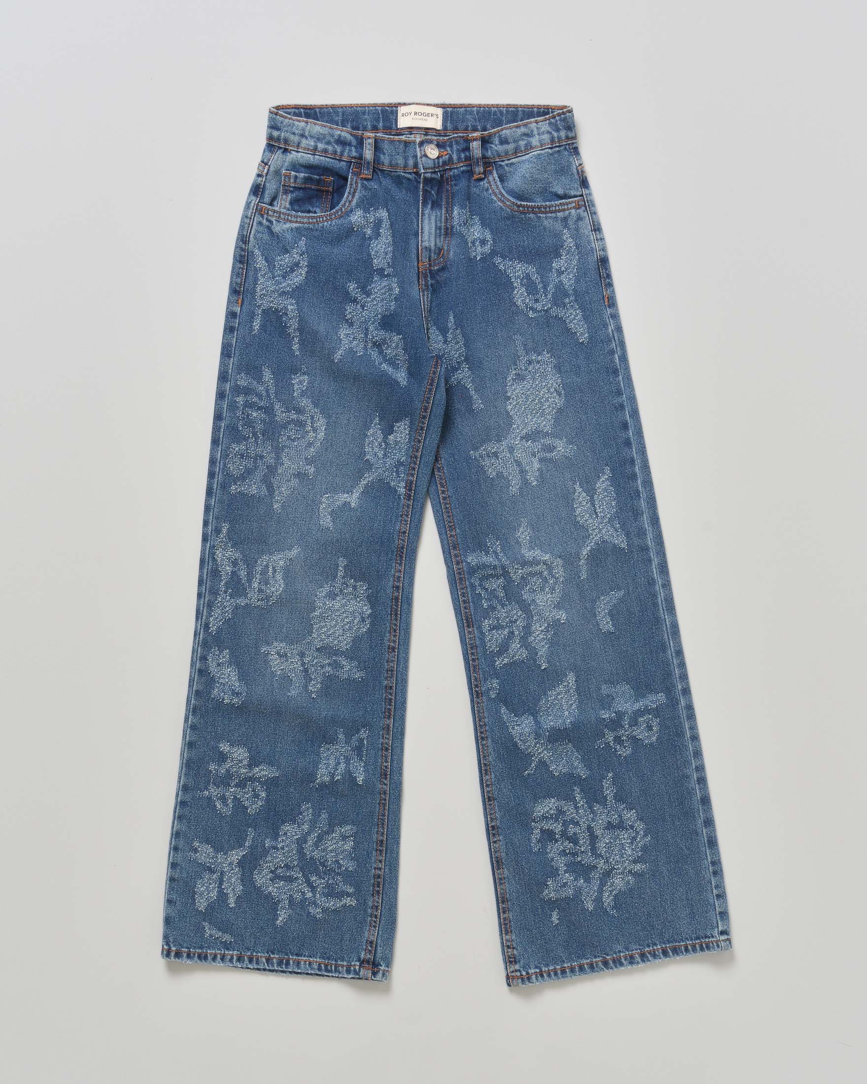 Jeans wide leg Roy Roger's a vita alta con ricami