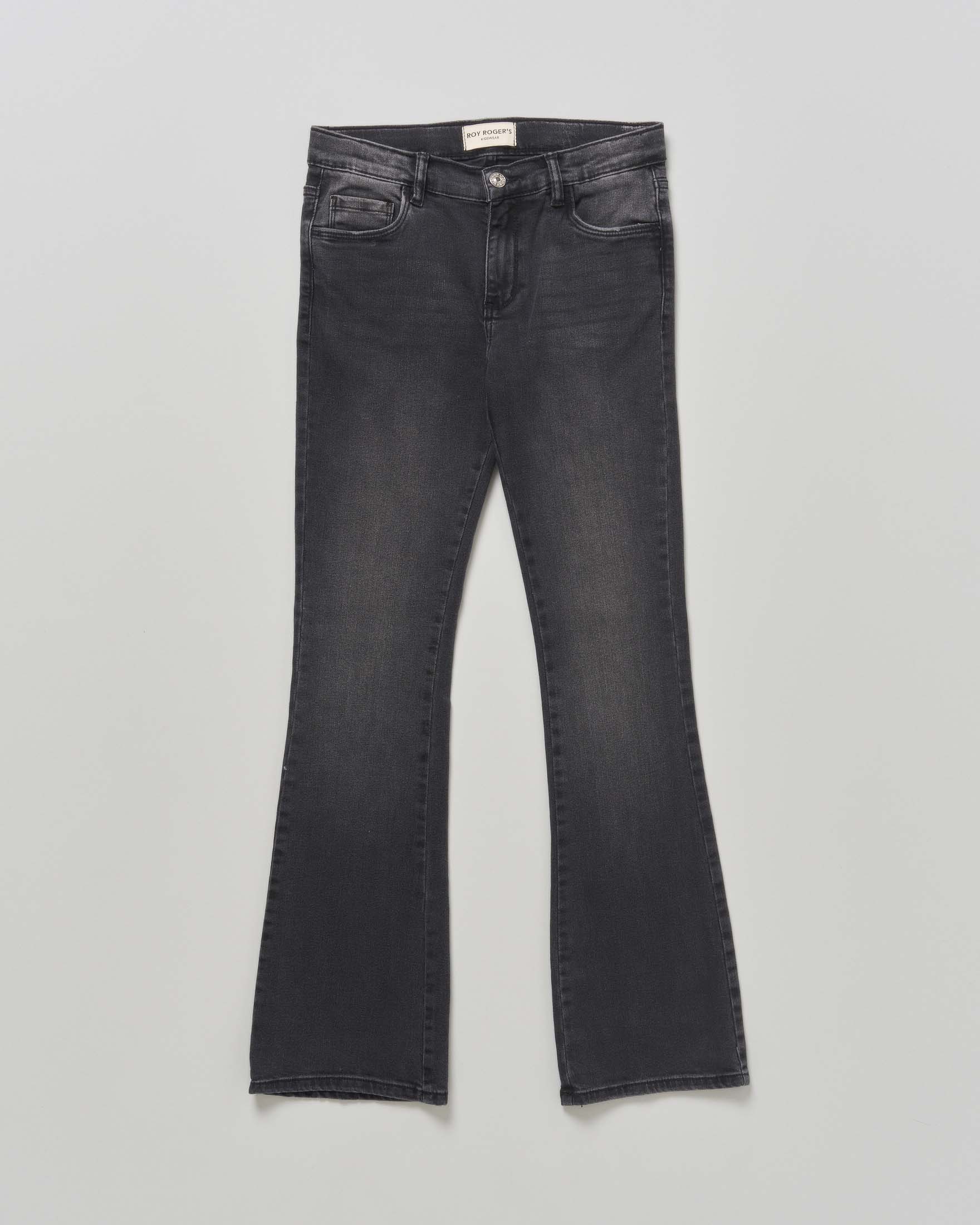 Jeans flare Roy Roger's nero stone washed in cotone stretch