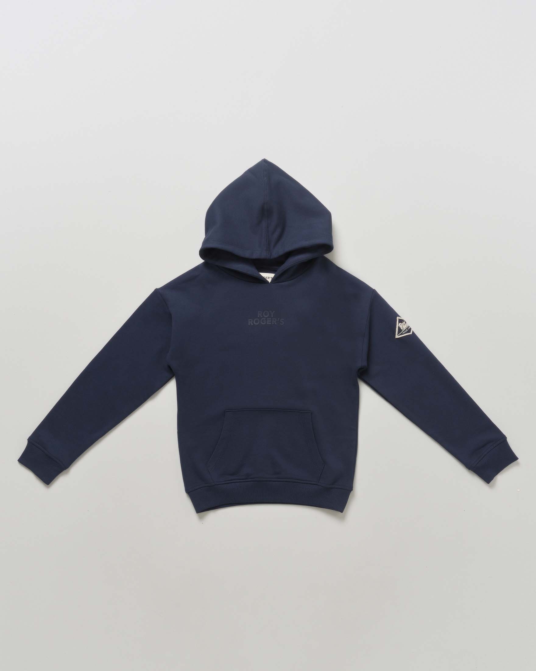 Felpa blu Roy Roger's in cotone garzato con cappuccio