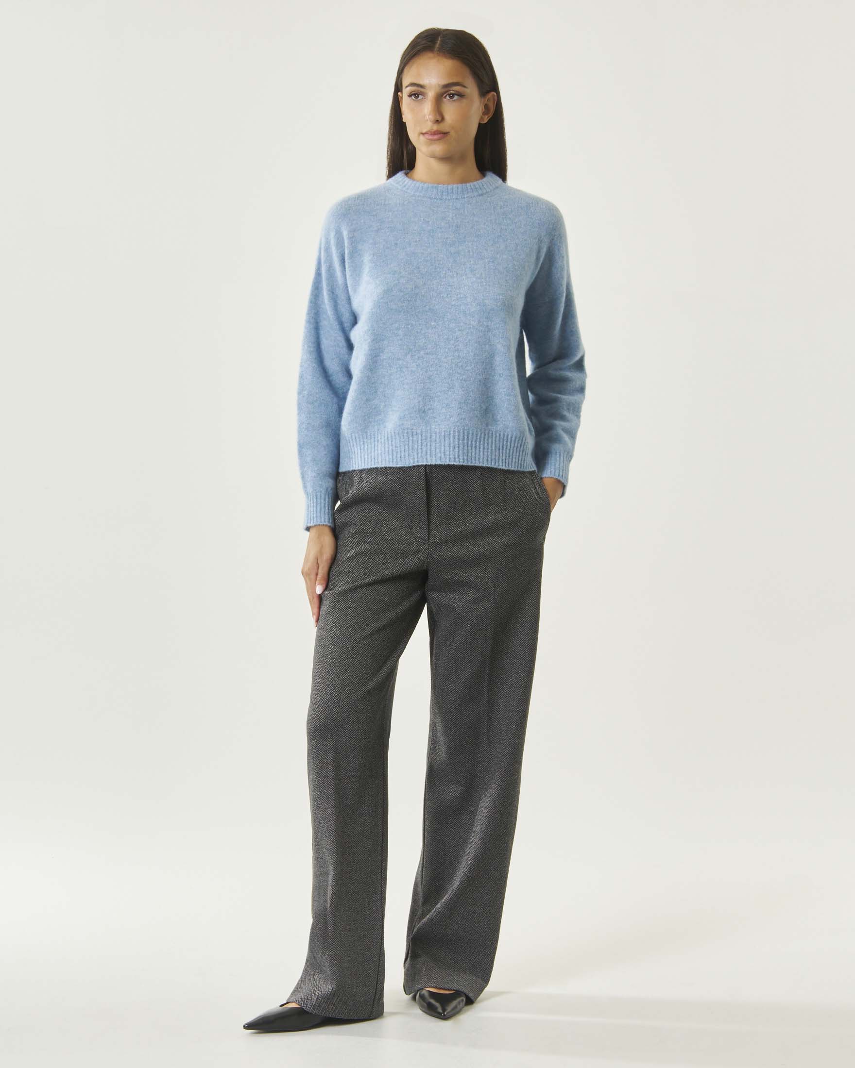 Pantaloni a palazzo Weekend Max Mara grigi in jersey jacquard di cotone e lana