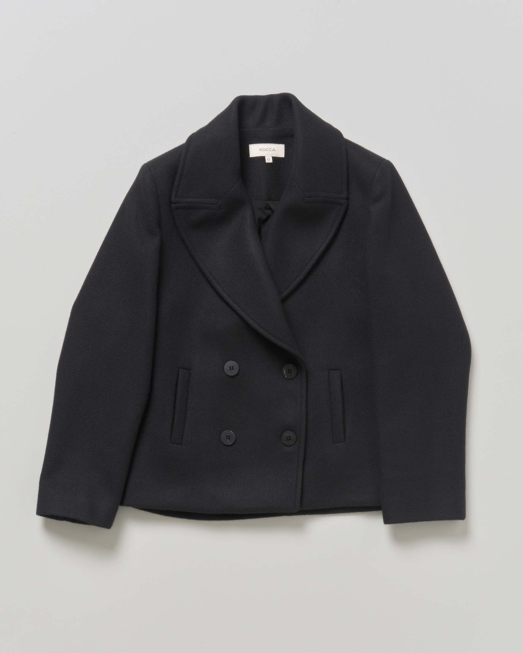 Caban nero Kocca in picot blu di misto lana