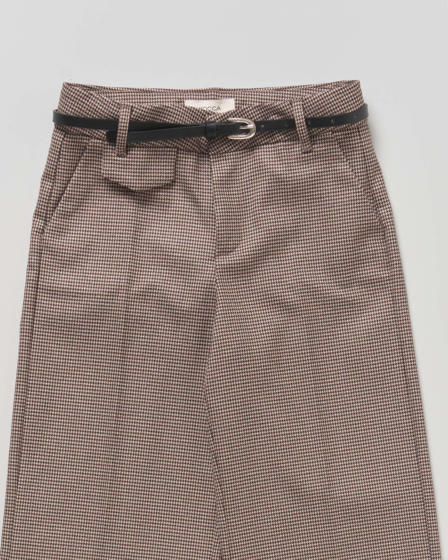 Pantalone palazzo Kocca in pied de poule sui toni del marrone image