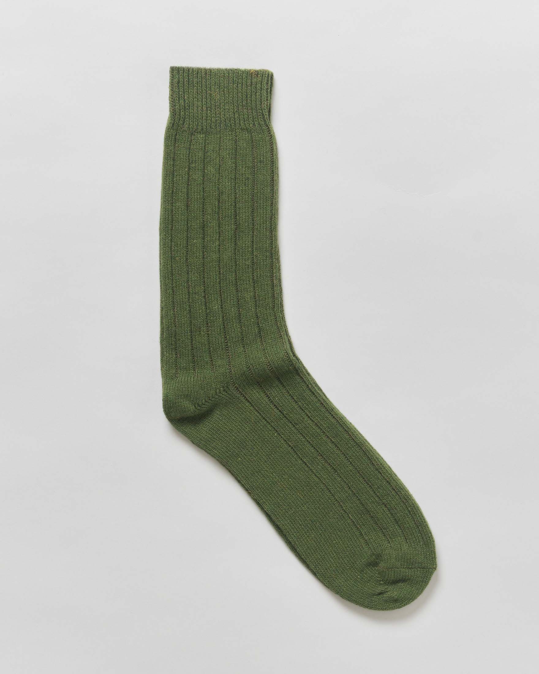 Calzini sopra la caviglia Glamcash Pellizzari verde militare in misto lana e cashmere a costine
