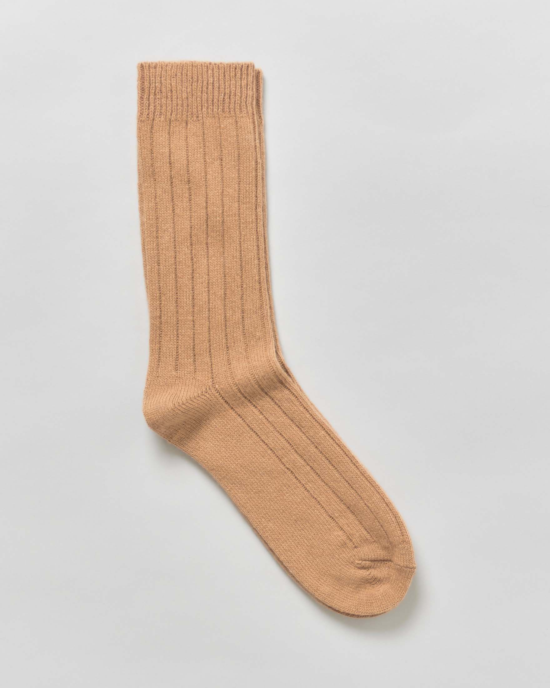 Calzini sopra la caviglia Glamcash Pellizzari nocciola in misto lana e cashmere a costine