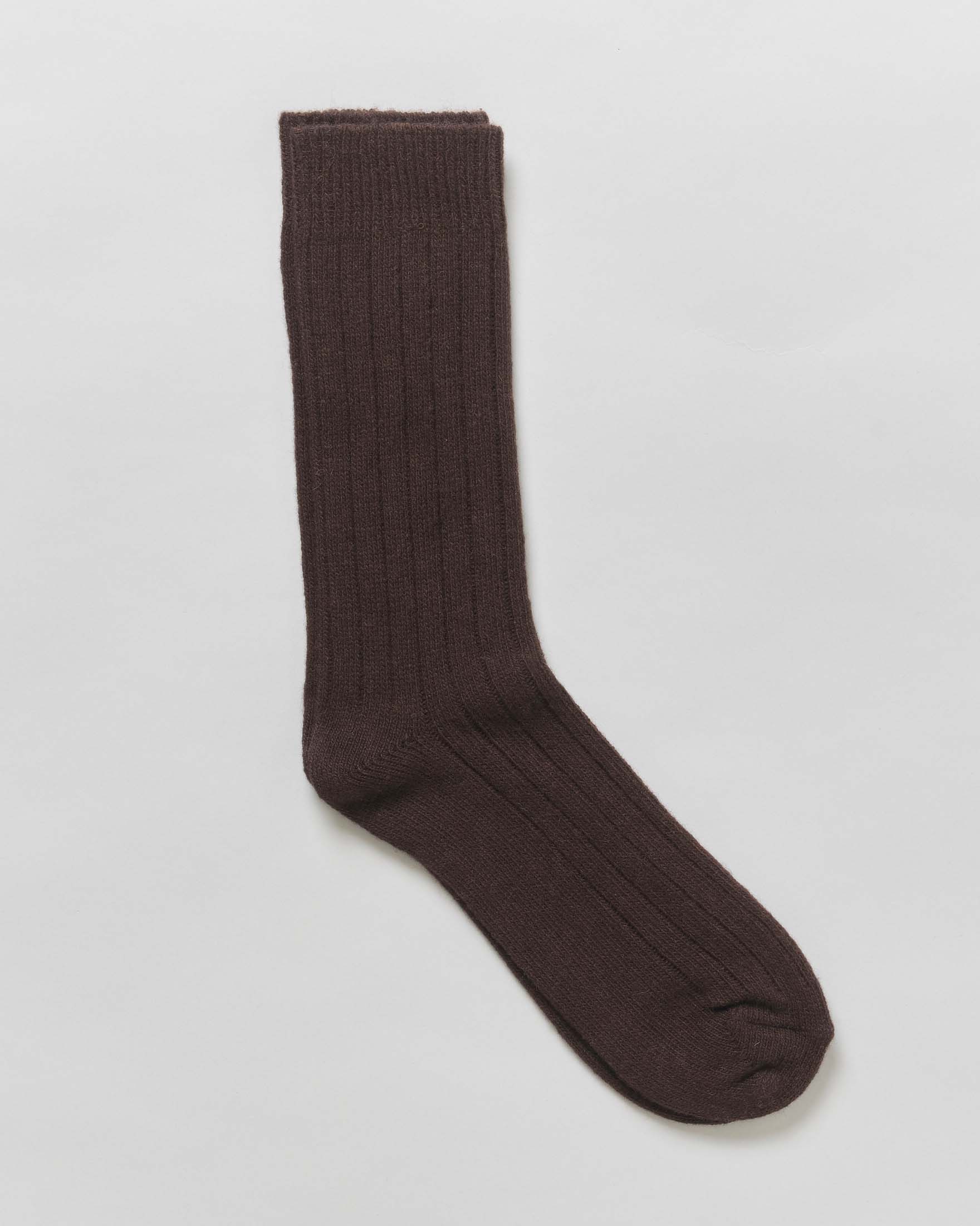 Calzini sopra la caviglia Glamcash Pellizzari marrone scuro in misto lana e cashmere a costine