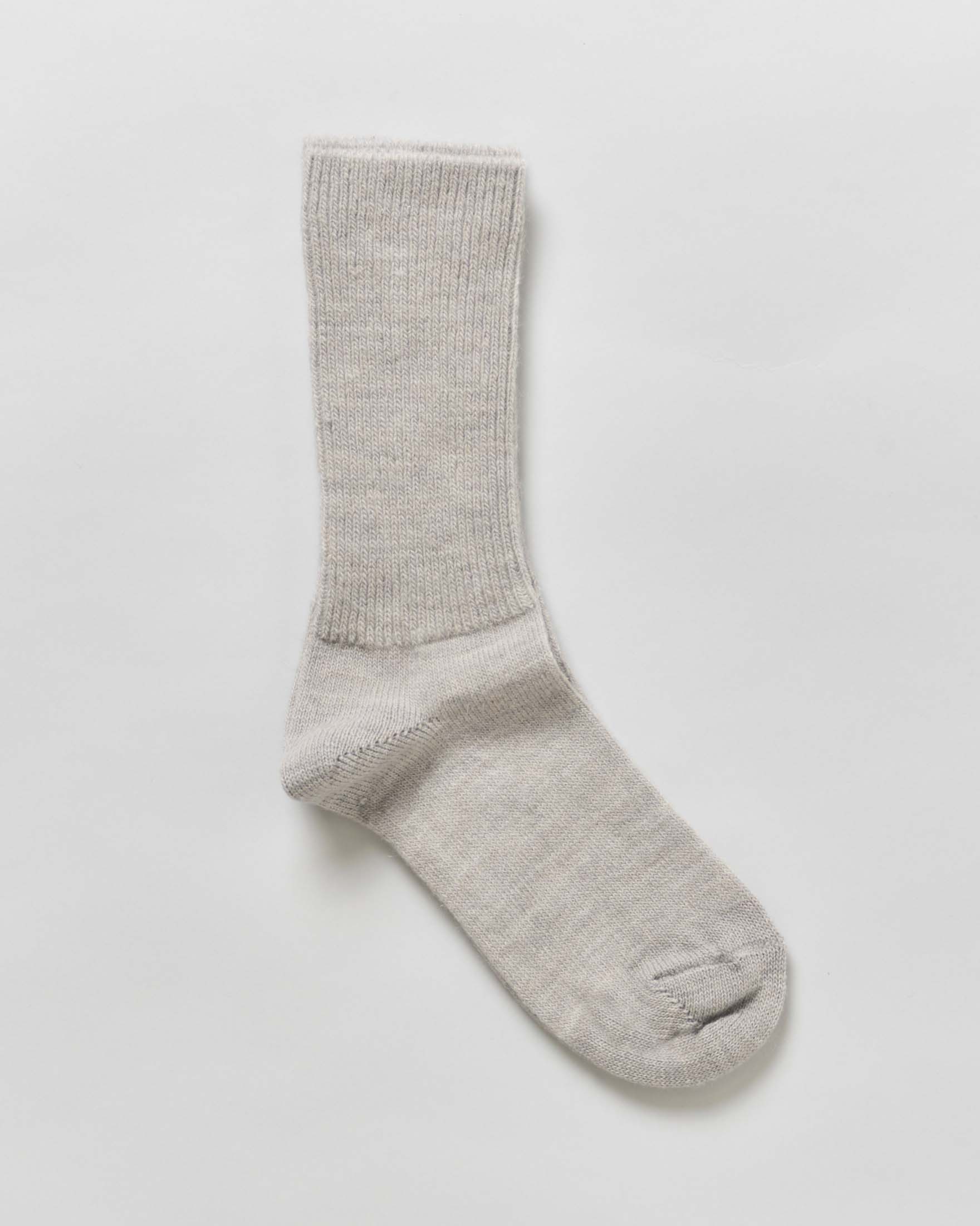 Calzini sopra la caviglia Alpa Pellizzari grigi in misto lana e alpaca stretch con gamba a costine