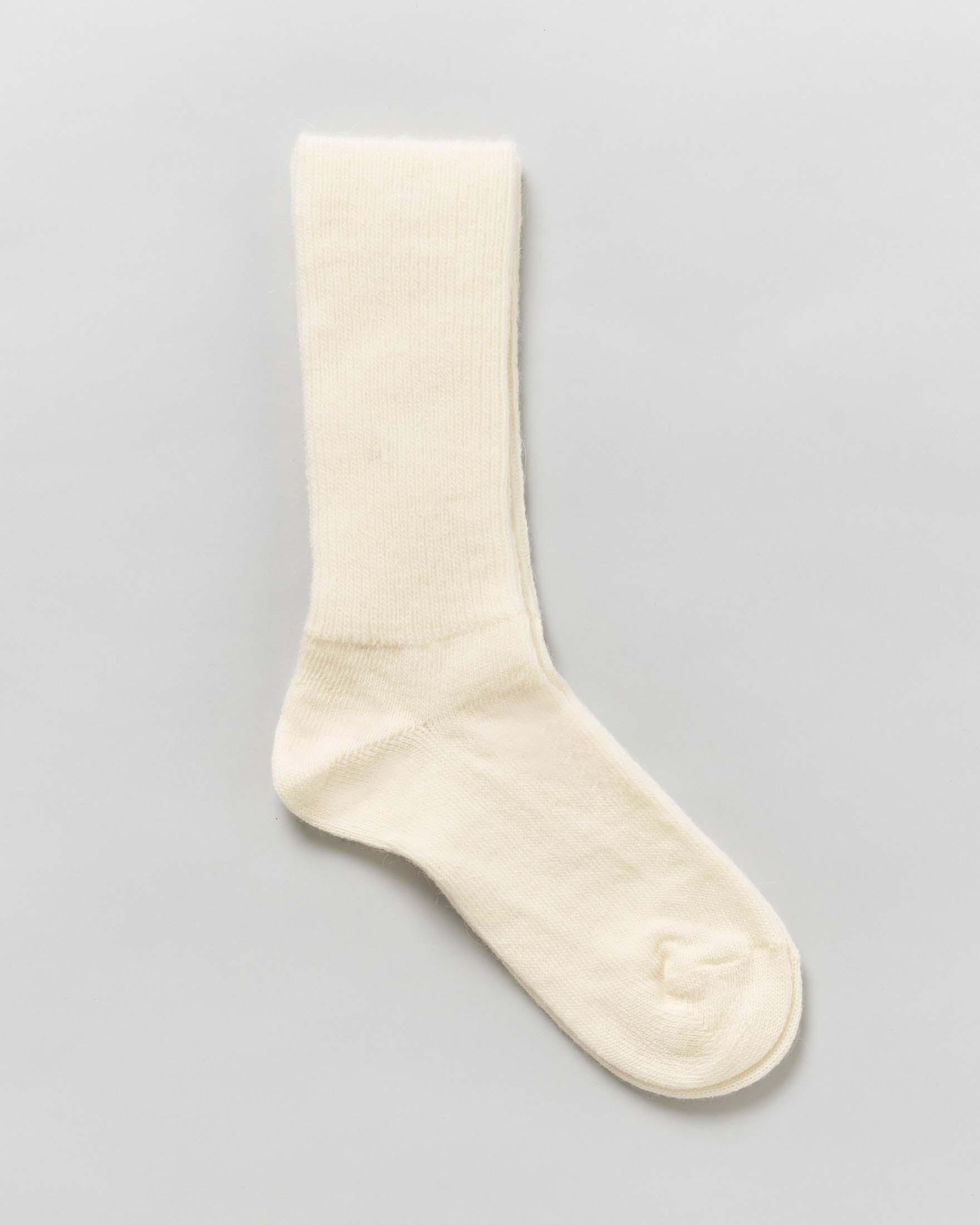 Calzini sopra la caviglia Alpa Pellizzari panna in misto lana e alpaca stretch con gamba a costine