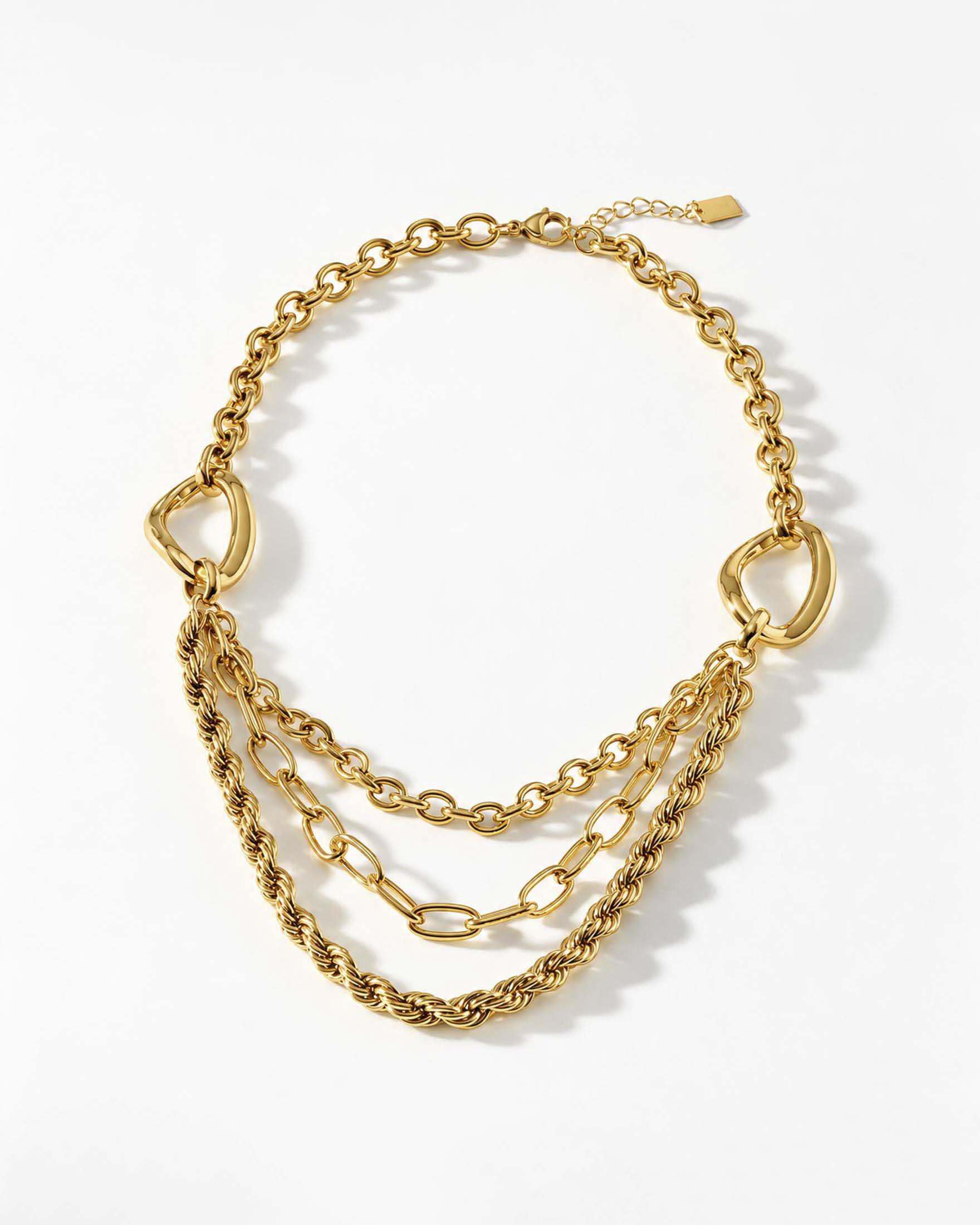 Collana multifilo Somini dorata con catene a maglia mista