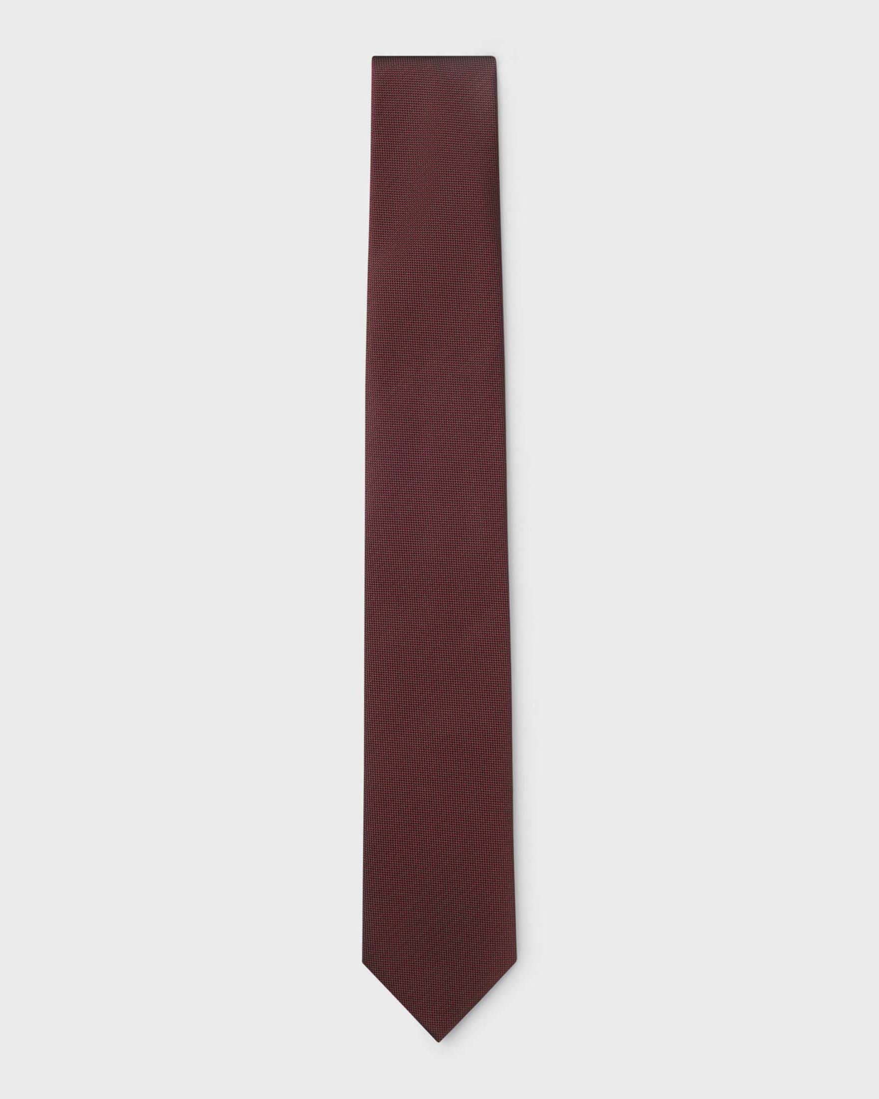 Cravatta Boss bordeaux in misto seta micro armatura