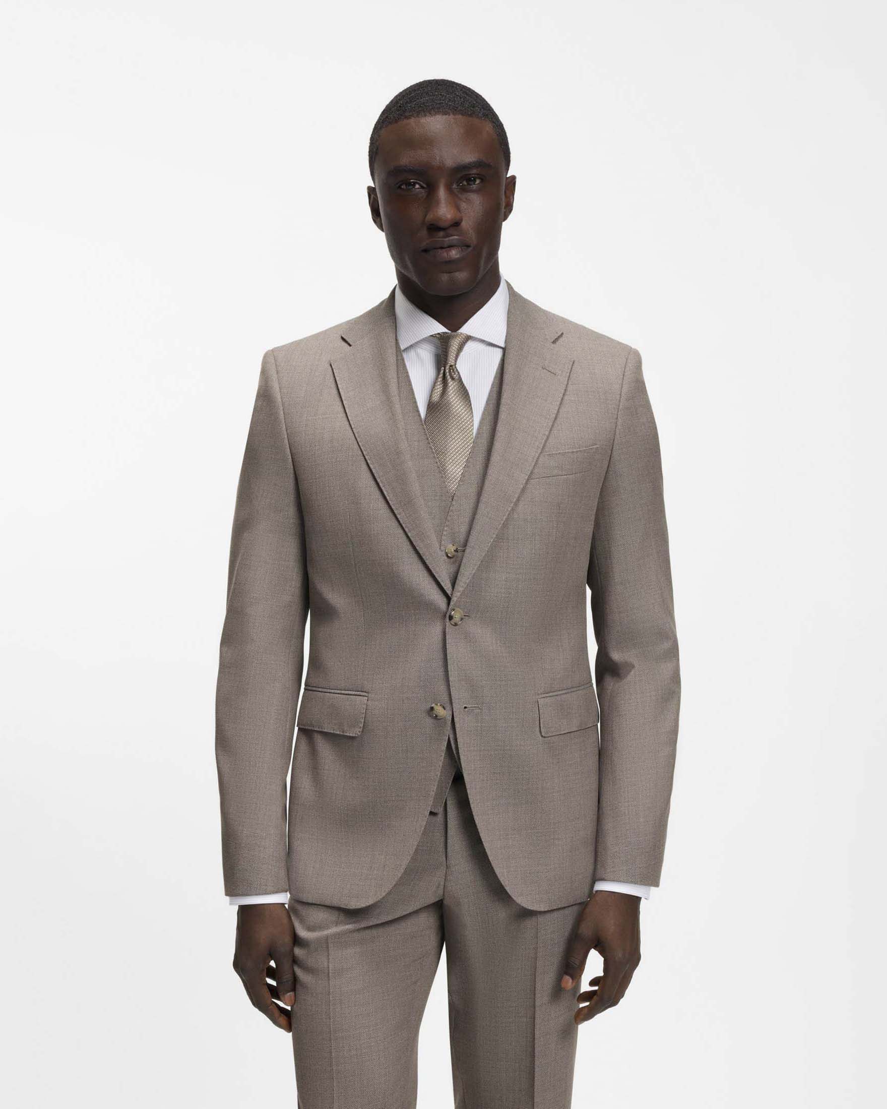 Cravatta Boss color oro in misto seta jacquard con micromotivo image