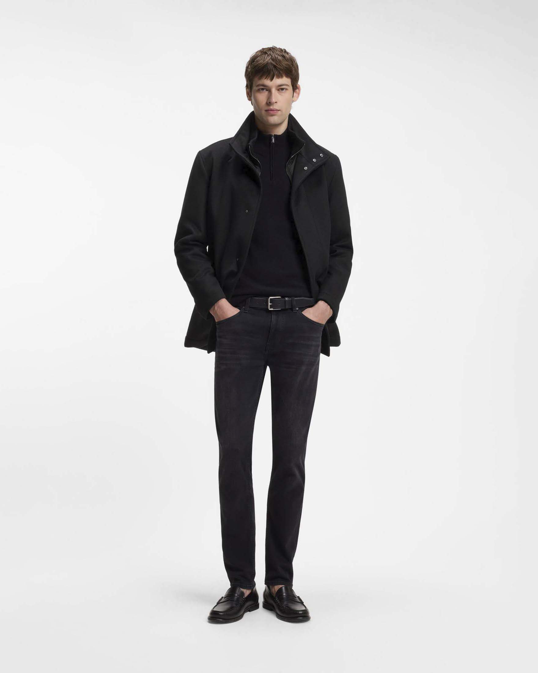 Cappotto Boss nero H-Coxtan regular fit in lana e cashmere