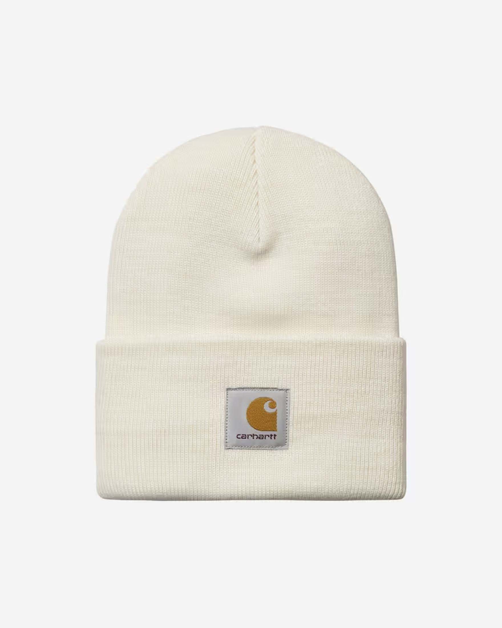Berretto Carhartt Acrylic Watch Hat panna in maglia a coste