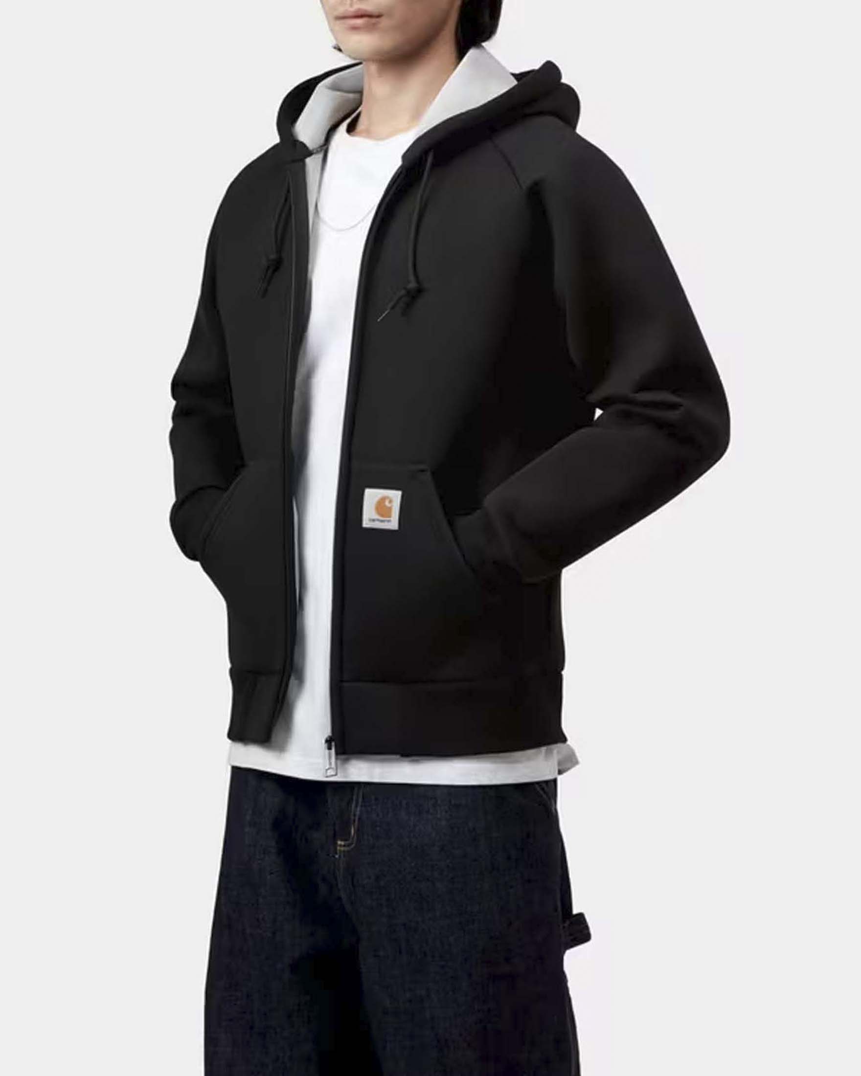 Giacca Carhartt Car-Lux Hooded Jacket in misto cotone nero con cappuccio