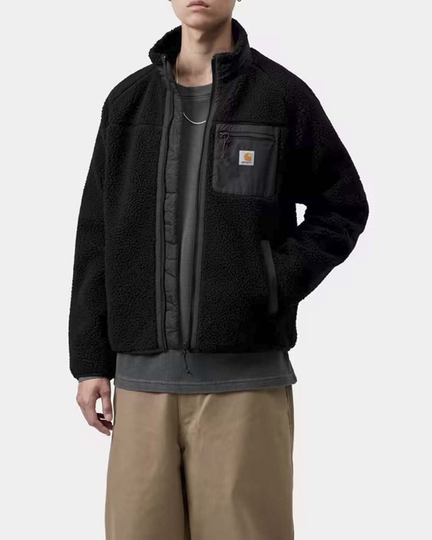Giacca Carhartt Prentis Liner in pile orsetto nero con zip