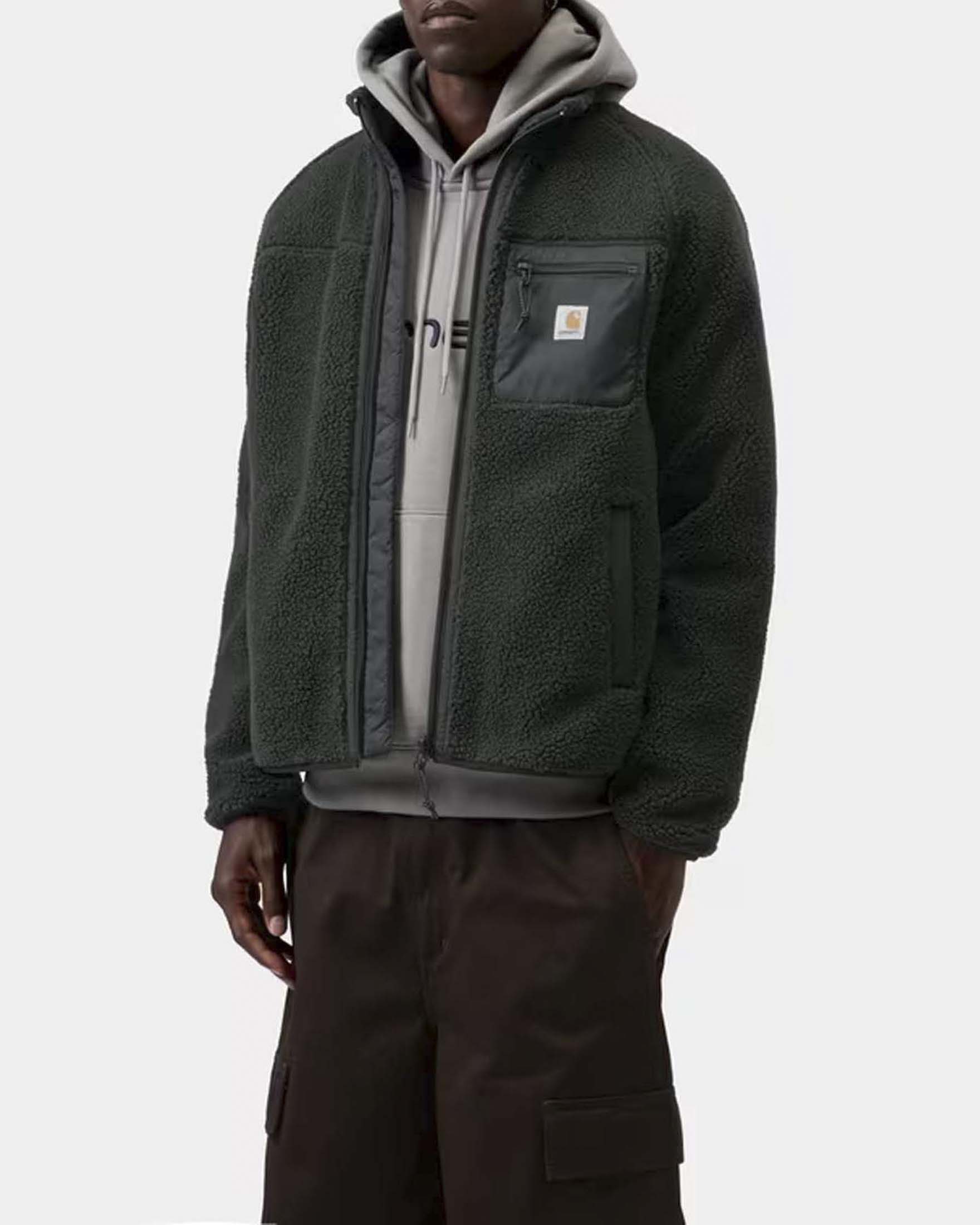 Giacca Carhartt Prentis Liner in pile orsetto verde con zip