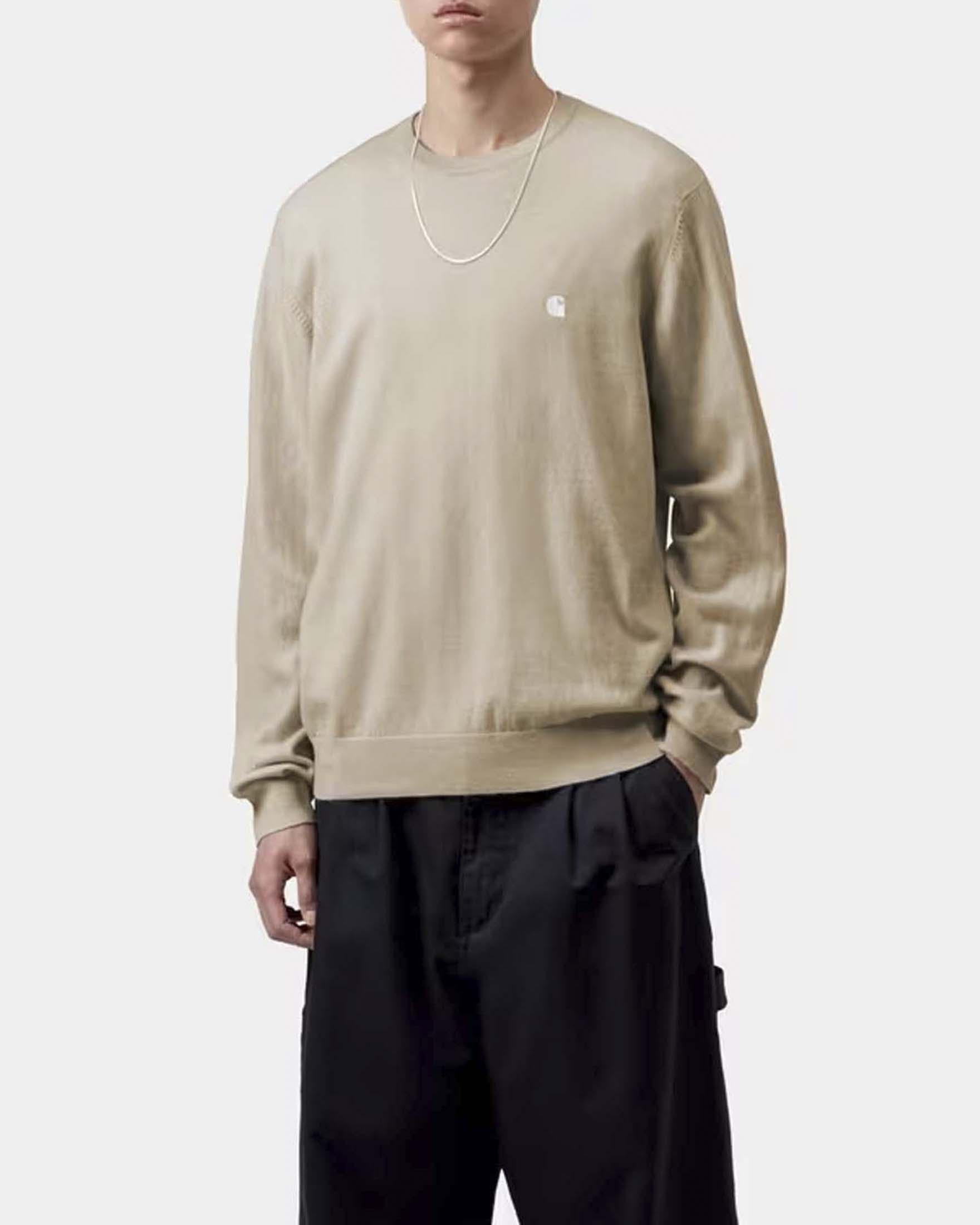 Maglia girocollo Carhartt Madison Sweater beige in lana d'agnello image