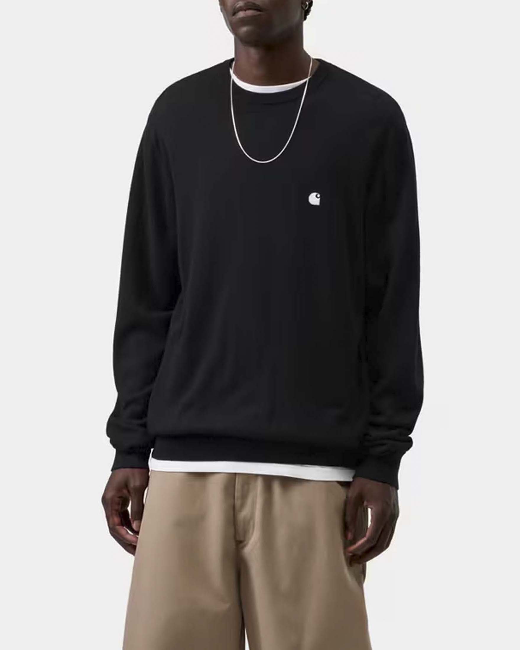 Maglia girocollo Carhartt Madison Sweater nera in lana d'agnello image