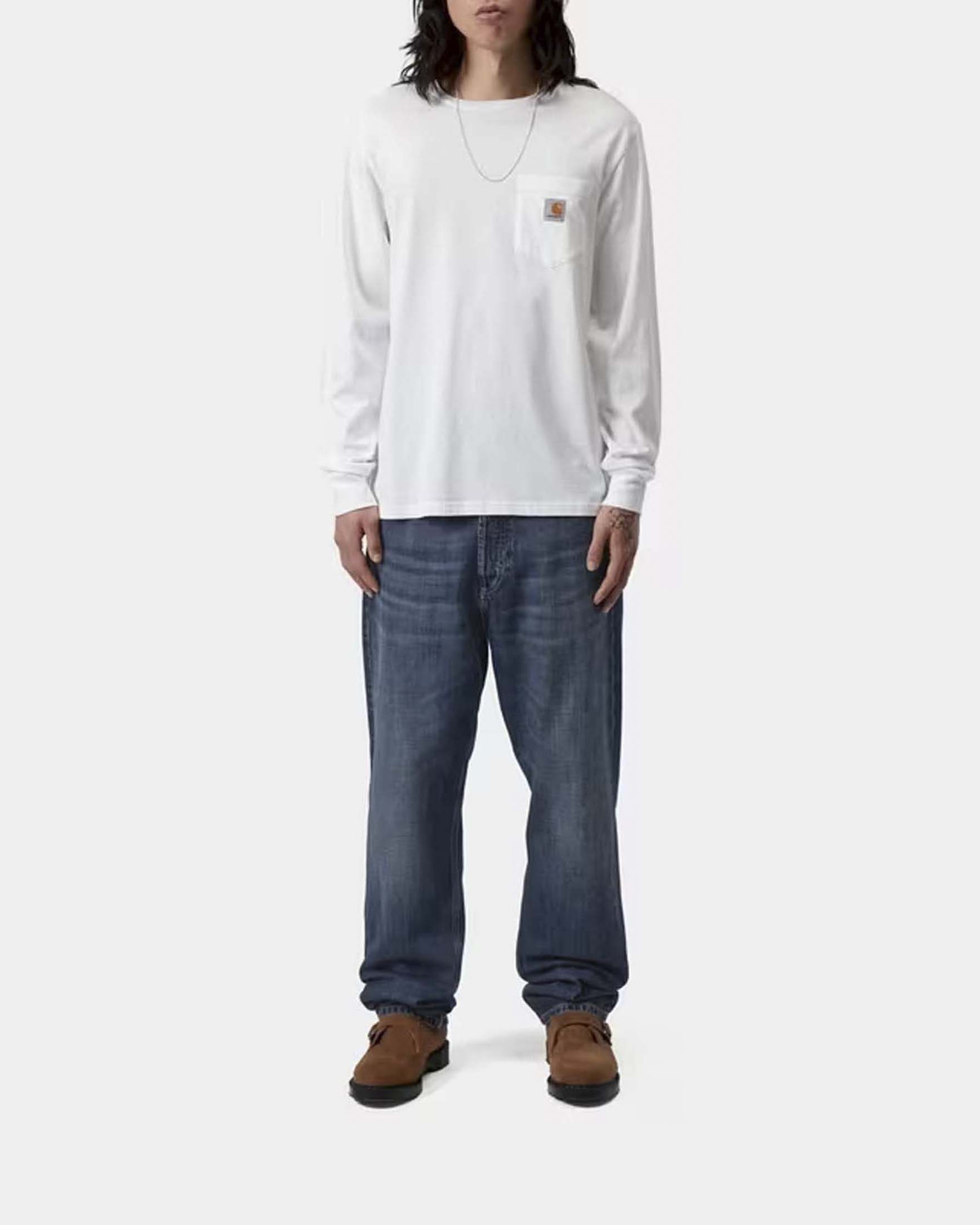 Jeans Carhartt Marlow Pant relaxed straight fit in cotone lavaggio medio