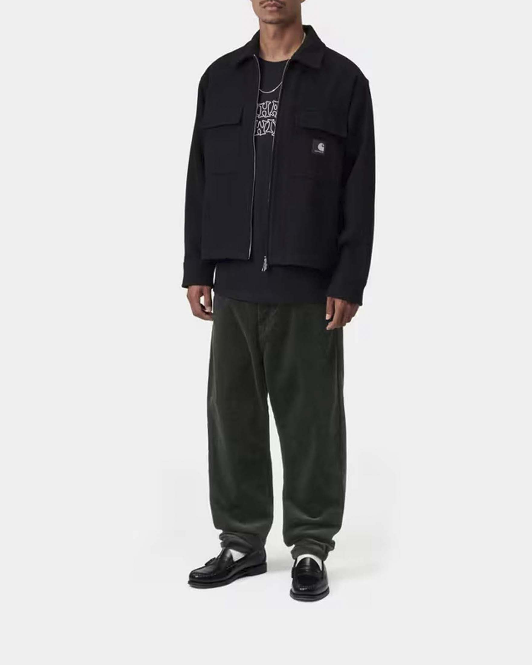 Pantaloni Carhartt Newel Pant relaxed tapered fit in velluto a coste verde scuro