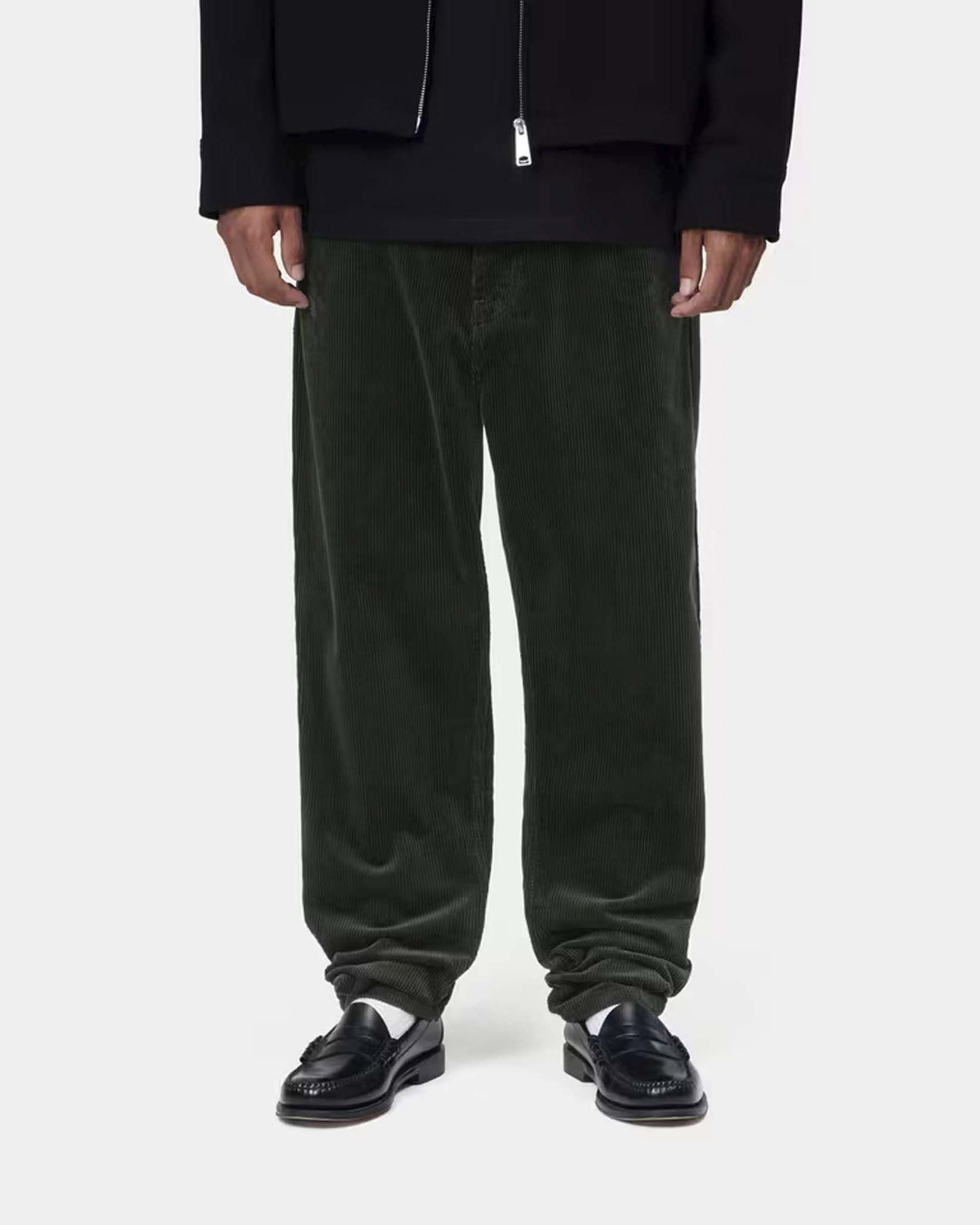 Pantaloni Carhartt Newel Pant relaxed tapered fit in velluto a coste verde scuro image