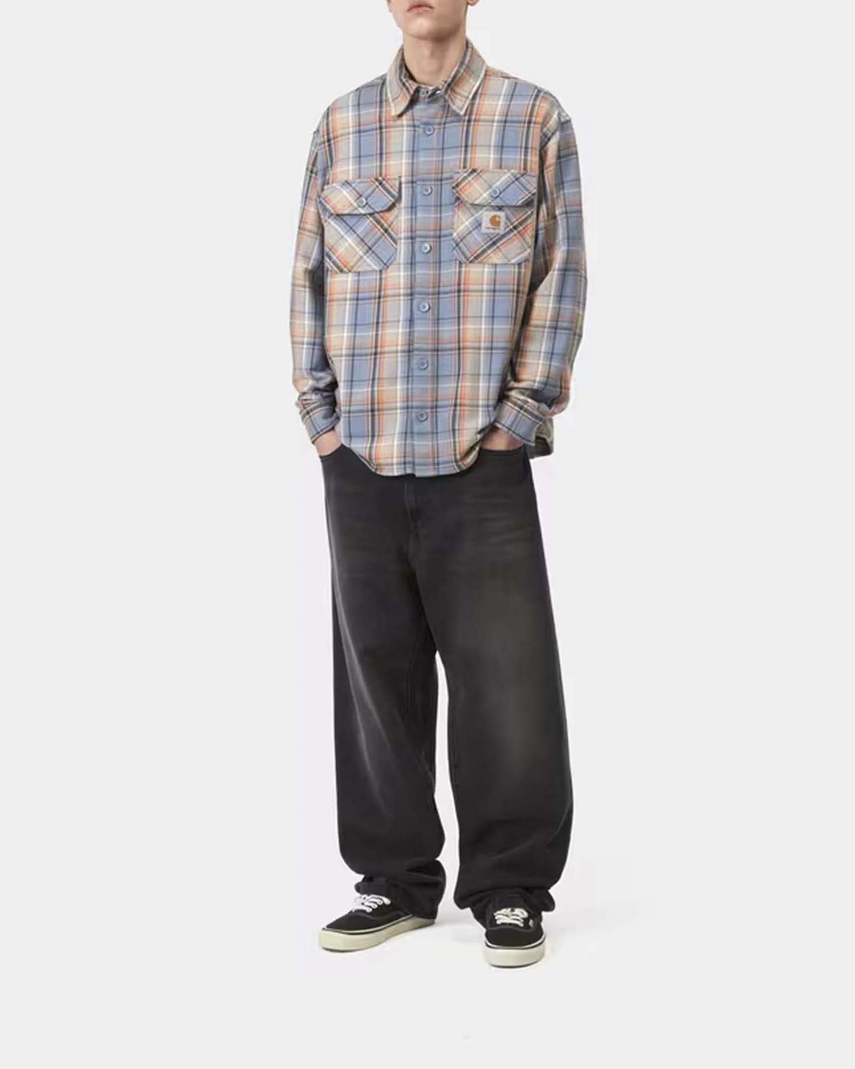 Jeans Carhartt Landon Pant loose tapered fit in cotone nero stone washed