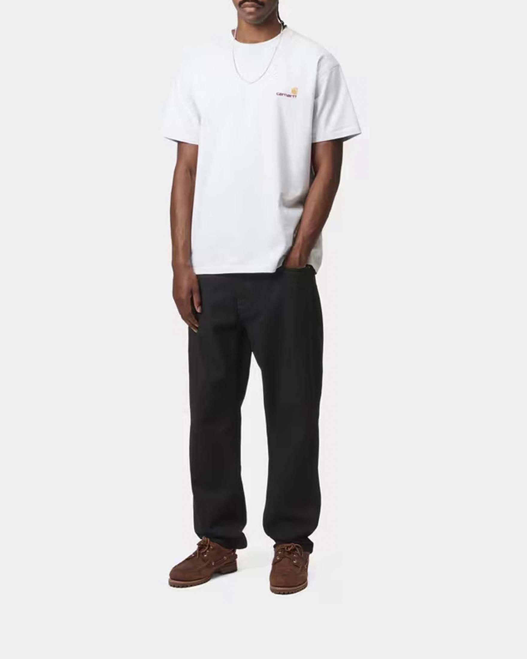 Jeans Carhartt Newel Pant relaxed tapered fit in bull di cotone nero