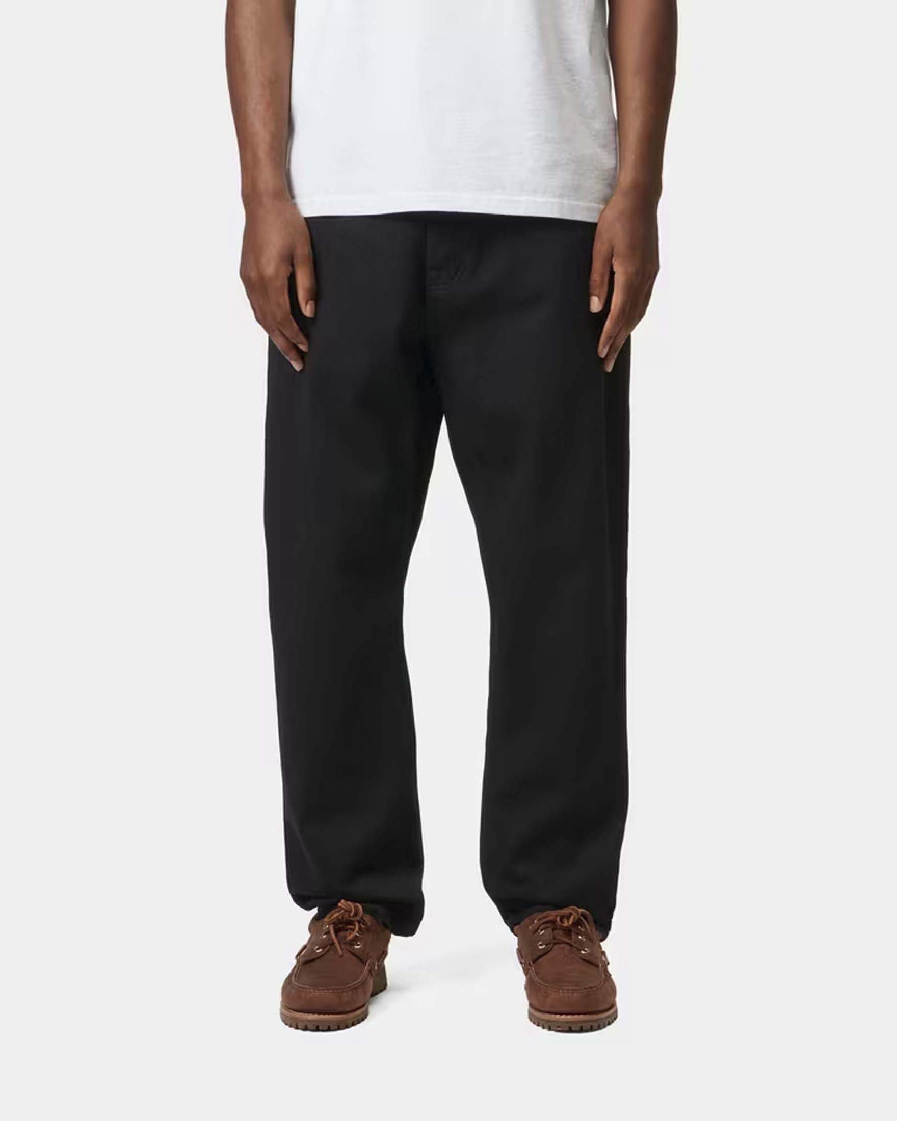 Jeans Carhartt Newel Pant relaxed tapered fit in bull di cotone nero image
