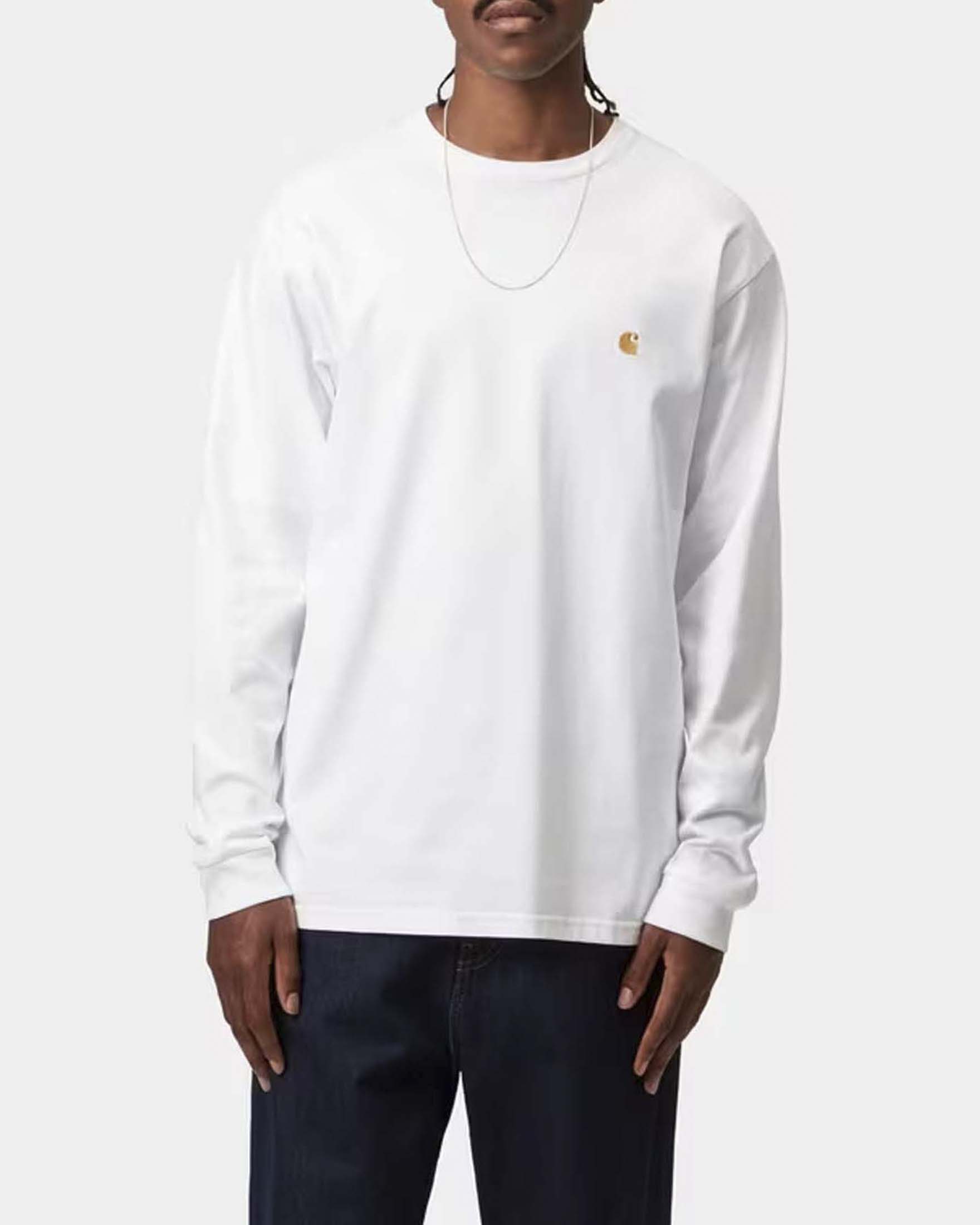 T-shirt manica lunga Carhartt Chase loose fit bianca in cotone