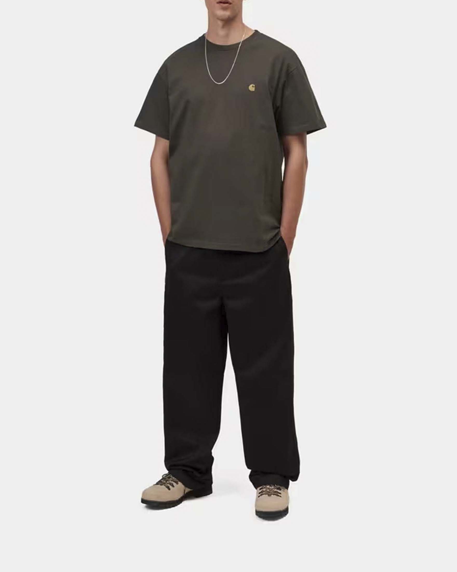 T-shirt color fango mezza manica Chase Carhartt loose-fit in puro cotone