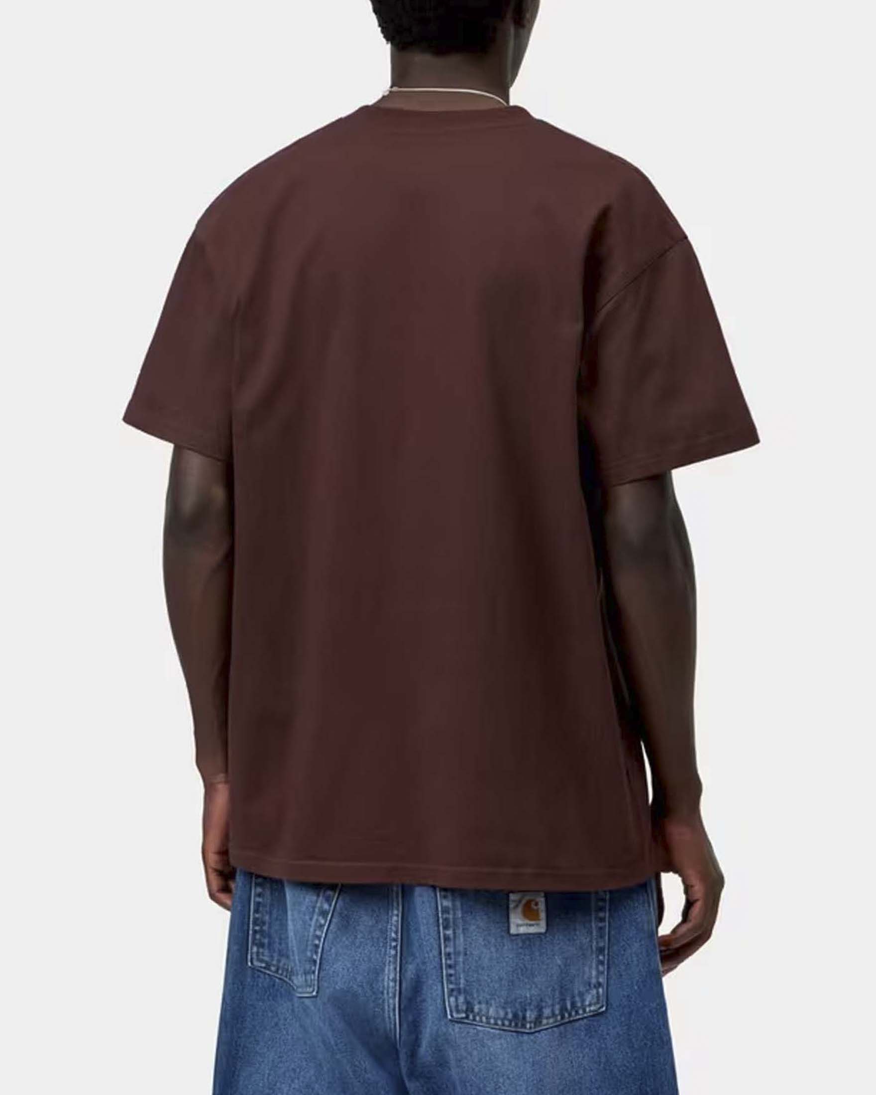 T-shirt bordeaux mezza manica American Script Carhartt loose-fit in puro cotone image