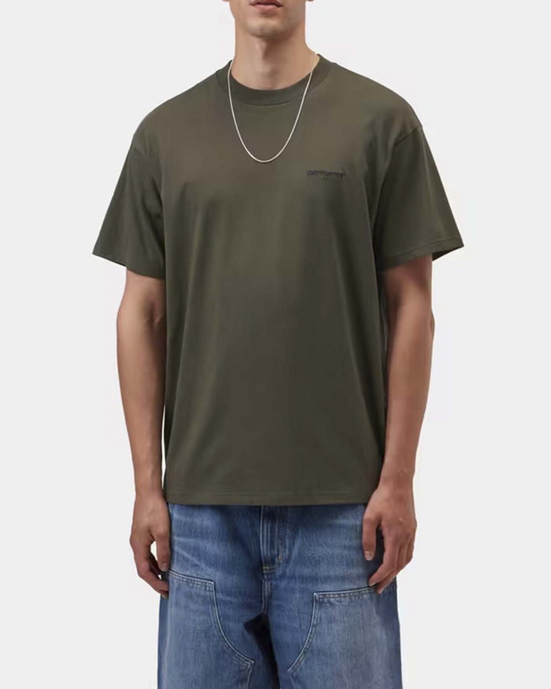 T-shirt Carhartt Script Embroidery verde militare loose fit in cotone