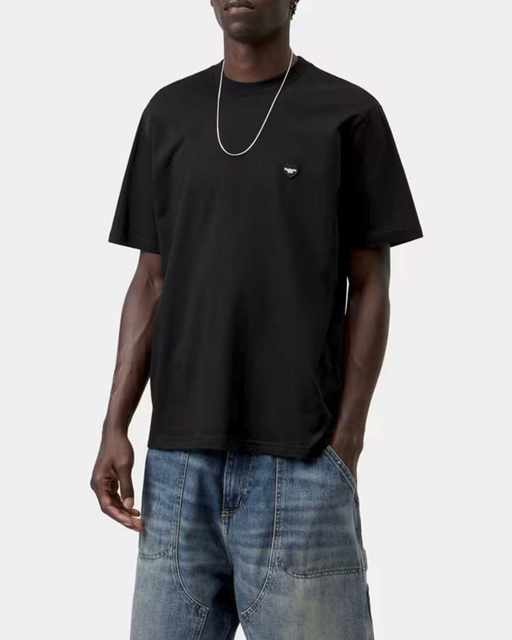 T-shirt Carhartt Small Heart regular fit nera in cotone con logo a cuore