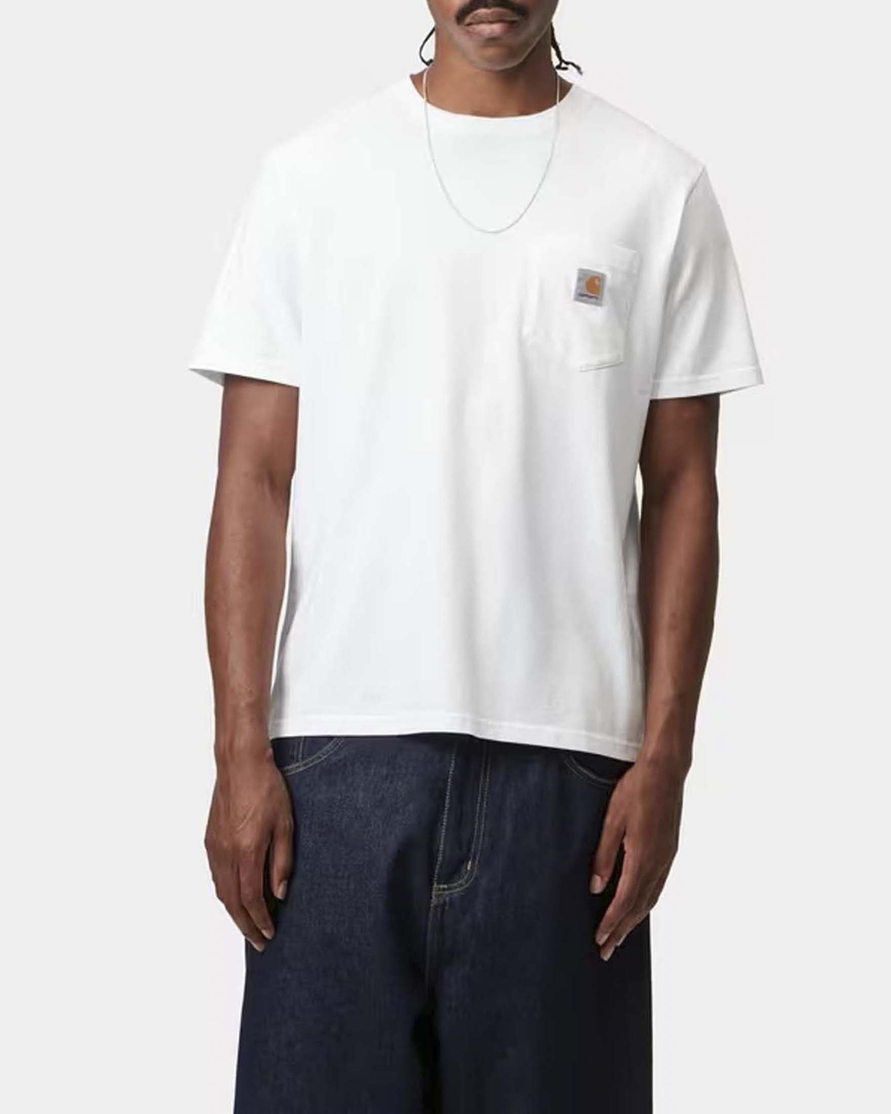 T-shirt bianca mezza manica Pocket Carhartt regular-fit in jersey di cotone