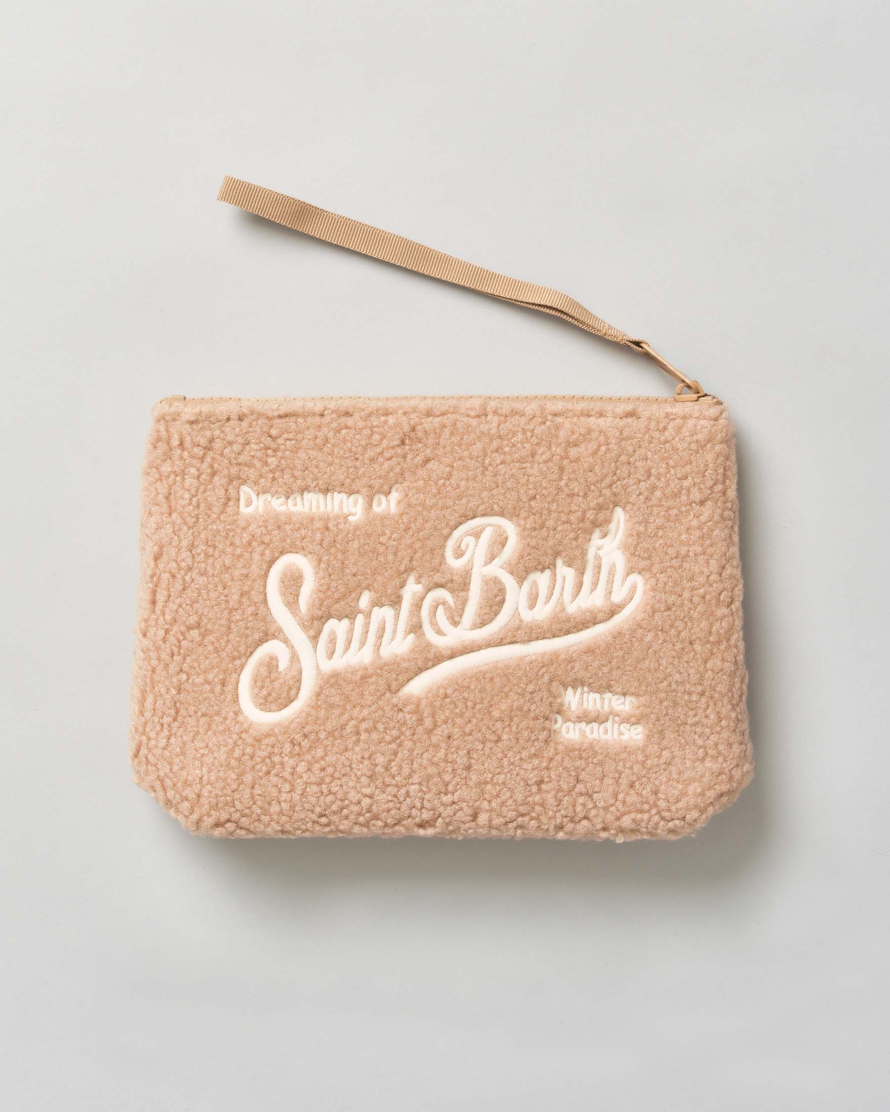 Pochette Aline MC2 Saint Barth beige in tessuto teddy image
