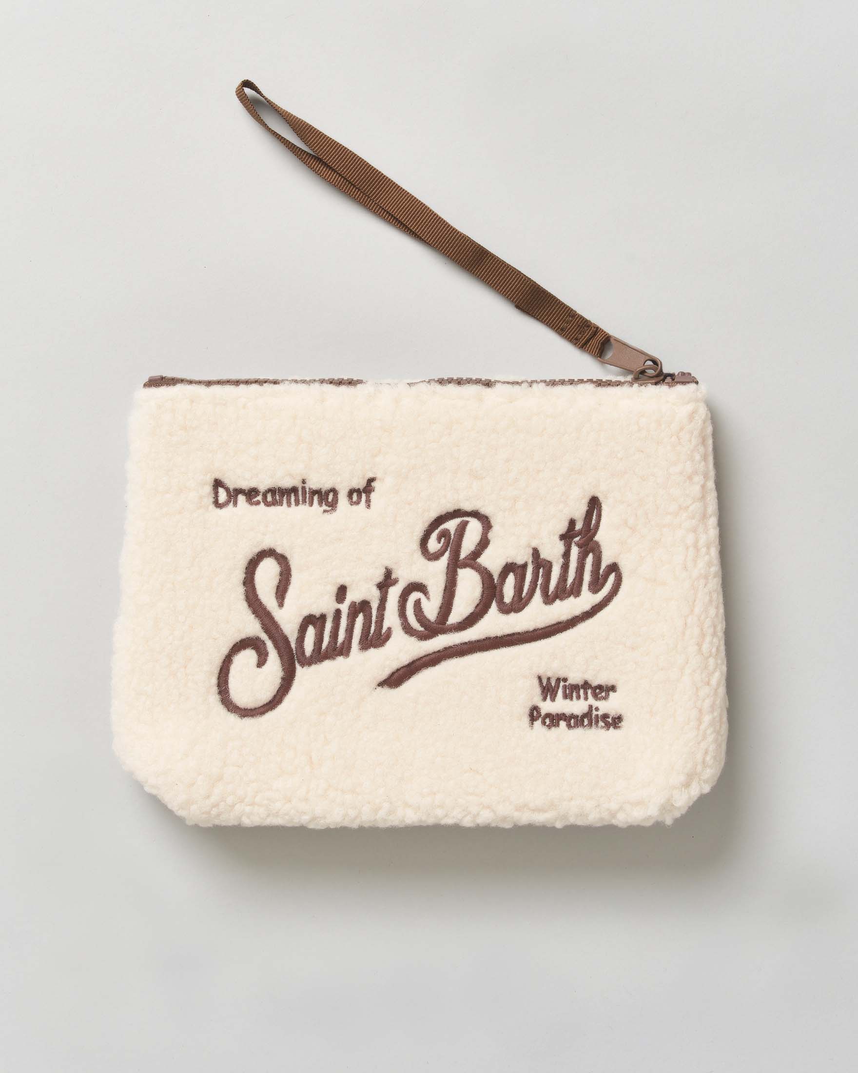 Pochette Aline MC2 Saint Barth color panna in tessuto teddy image