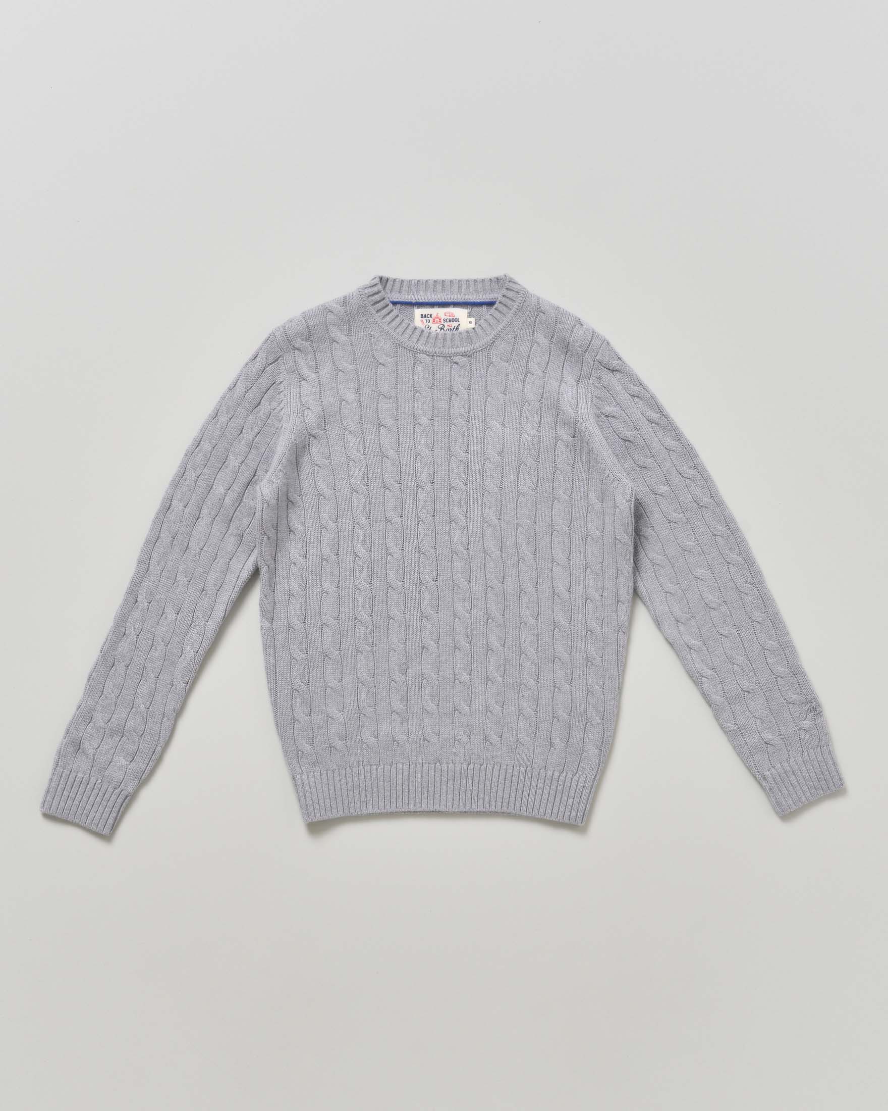 Maglioncino grigio MC2 Saint Barth a trecce in misto lana e cotone