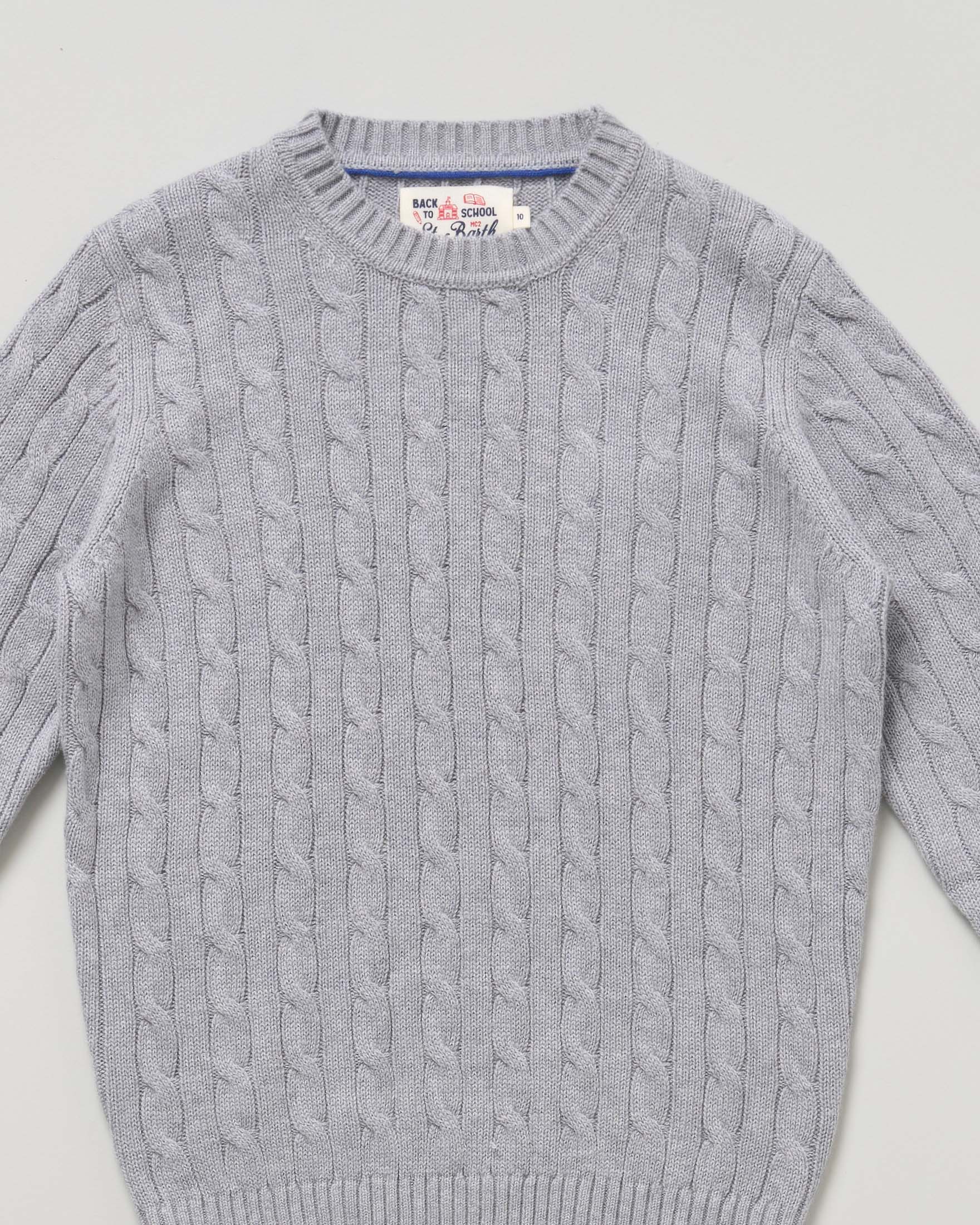 Maglioncino grigio MC2 Saint Barth a trecce in misto lana e cotone image