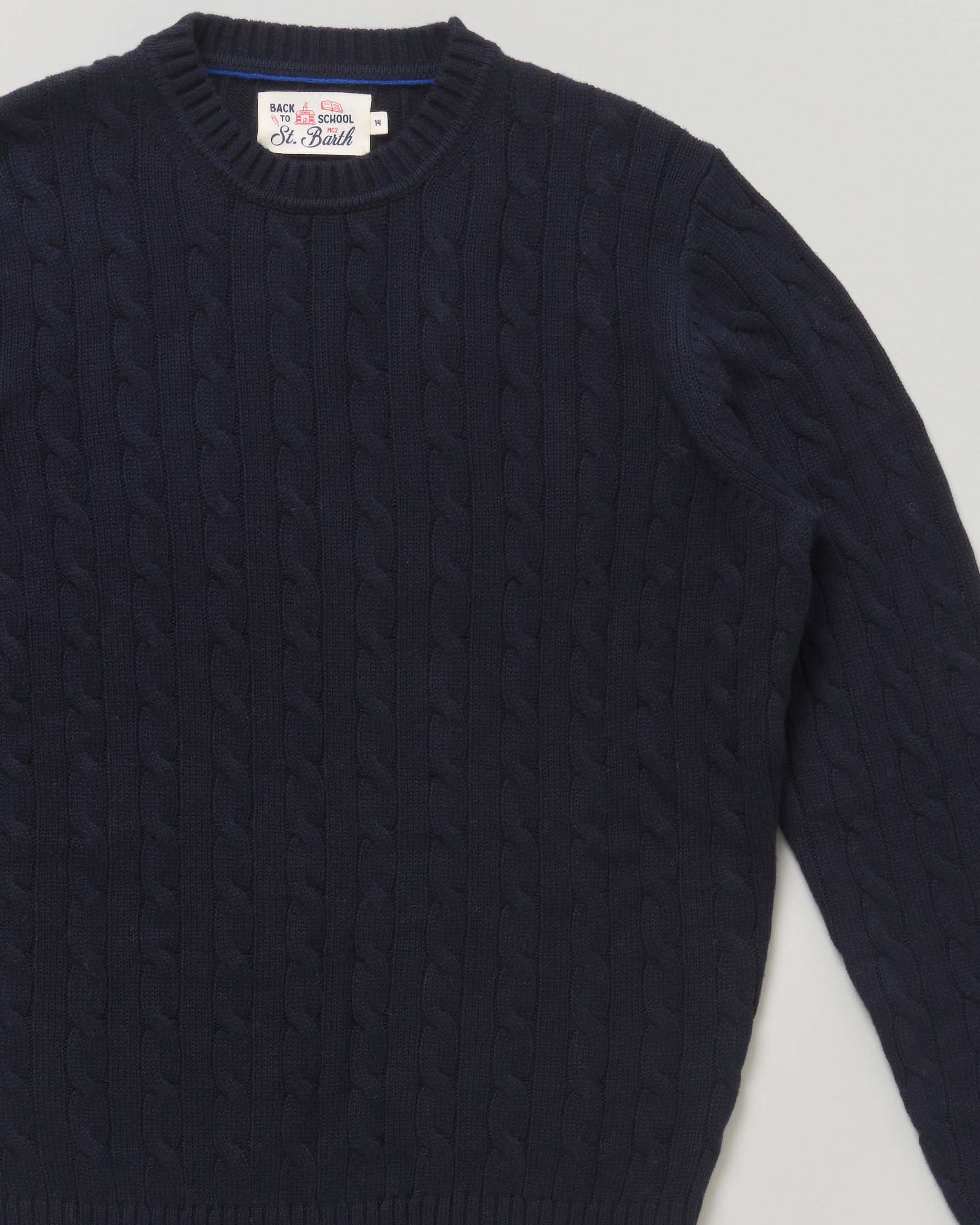 Maglioncino blu MC2 Saint Barth a trecce in misto lana e cotone image